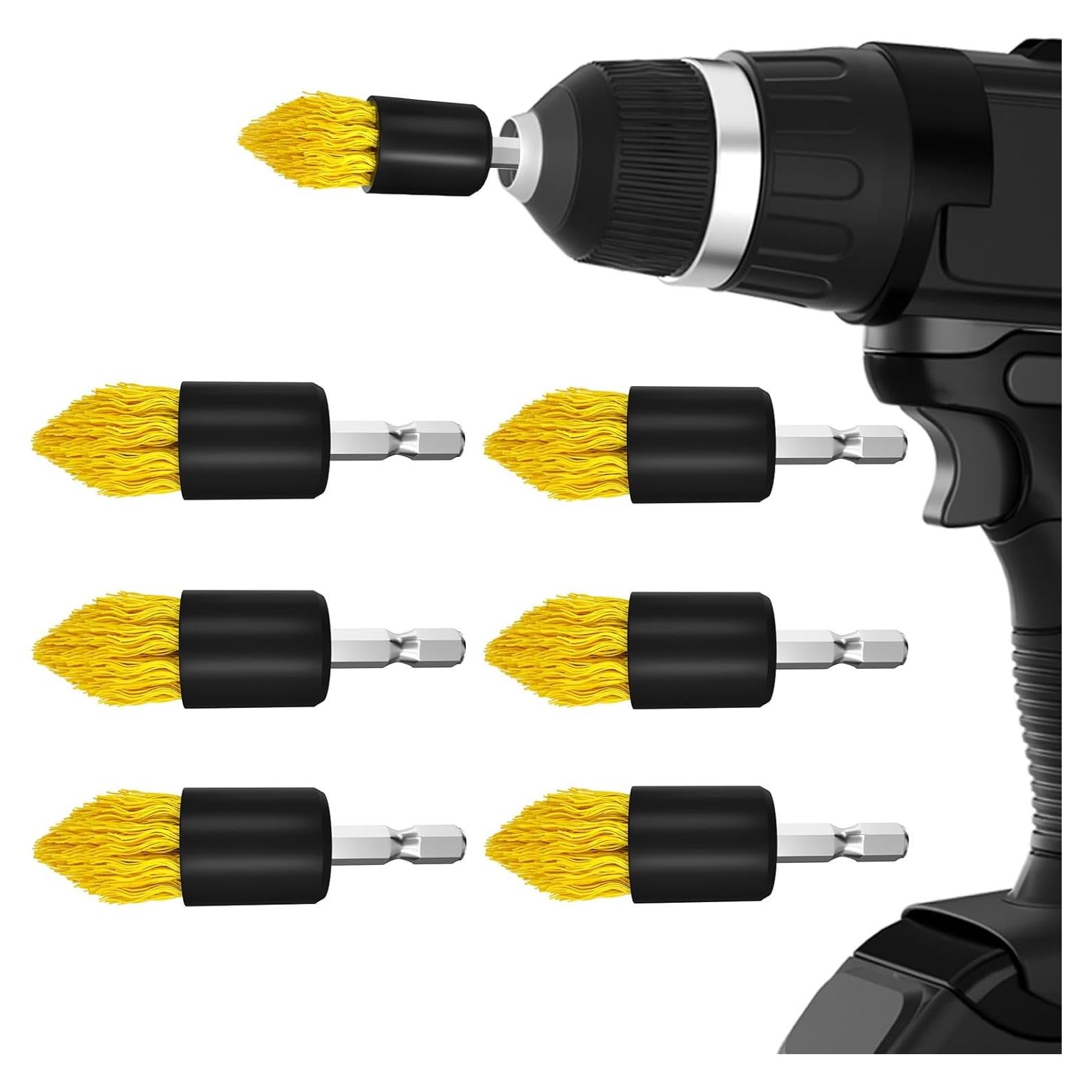 Holikme Juego de 6 Cepillos de Taladro Multiusos Amarillo