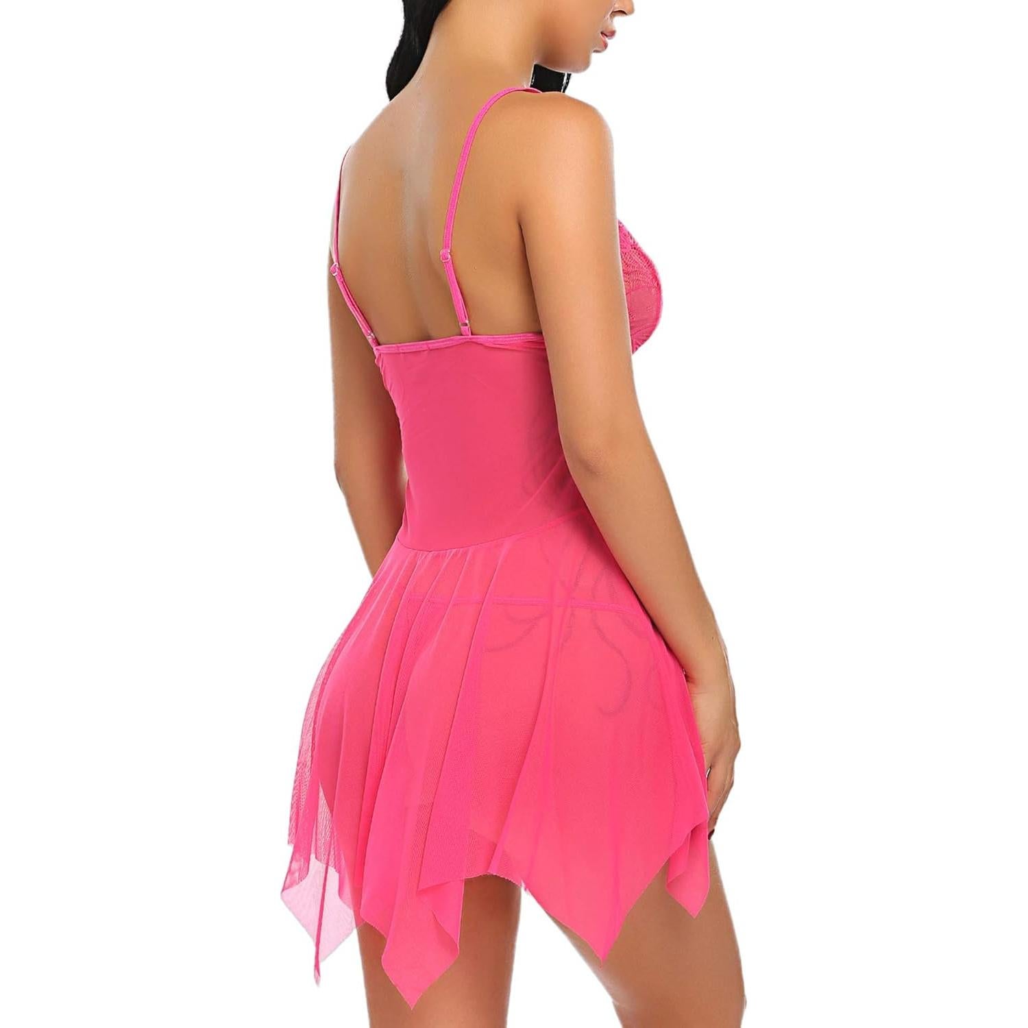 Avidlove Lencería Babydoll Encaje Talla Grande Rojo Rosa