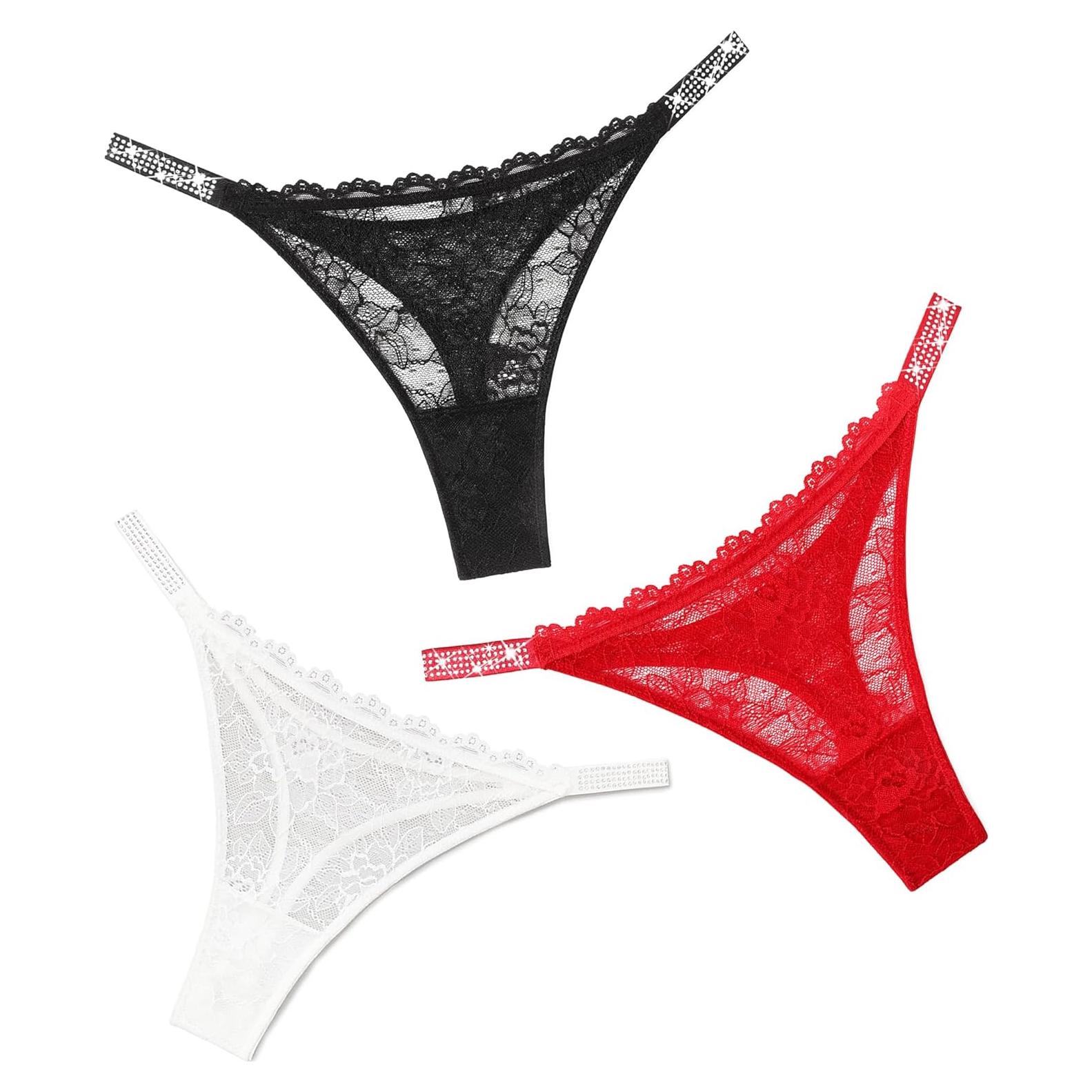 Tanga de Encaje Avidlove para Mujeres con Rhinestones