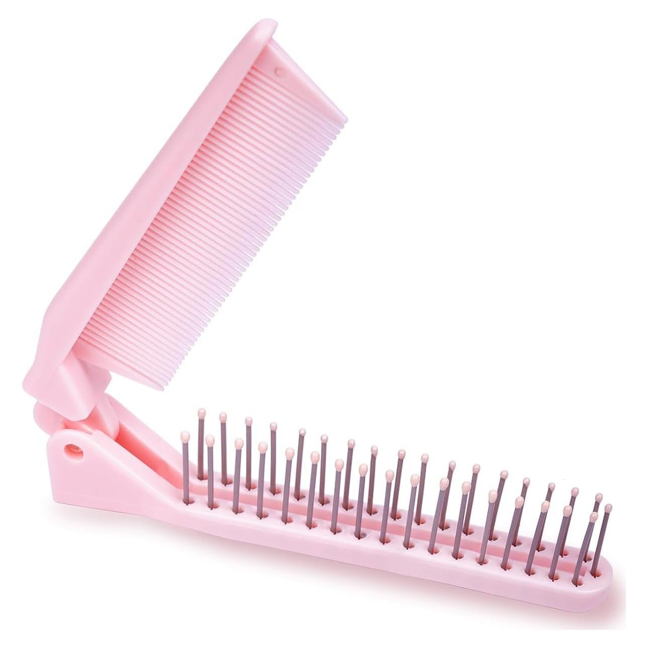 Cepillo de Pelo Mini Portátil RHOS Doble Cabeza Rosa