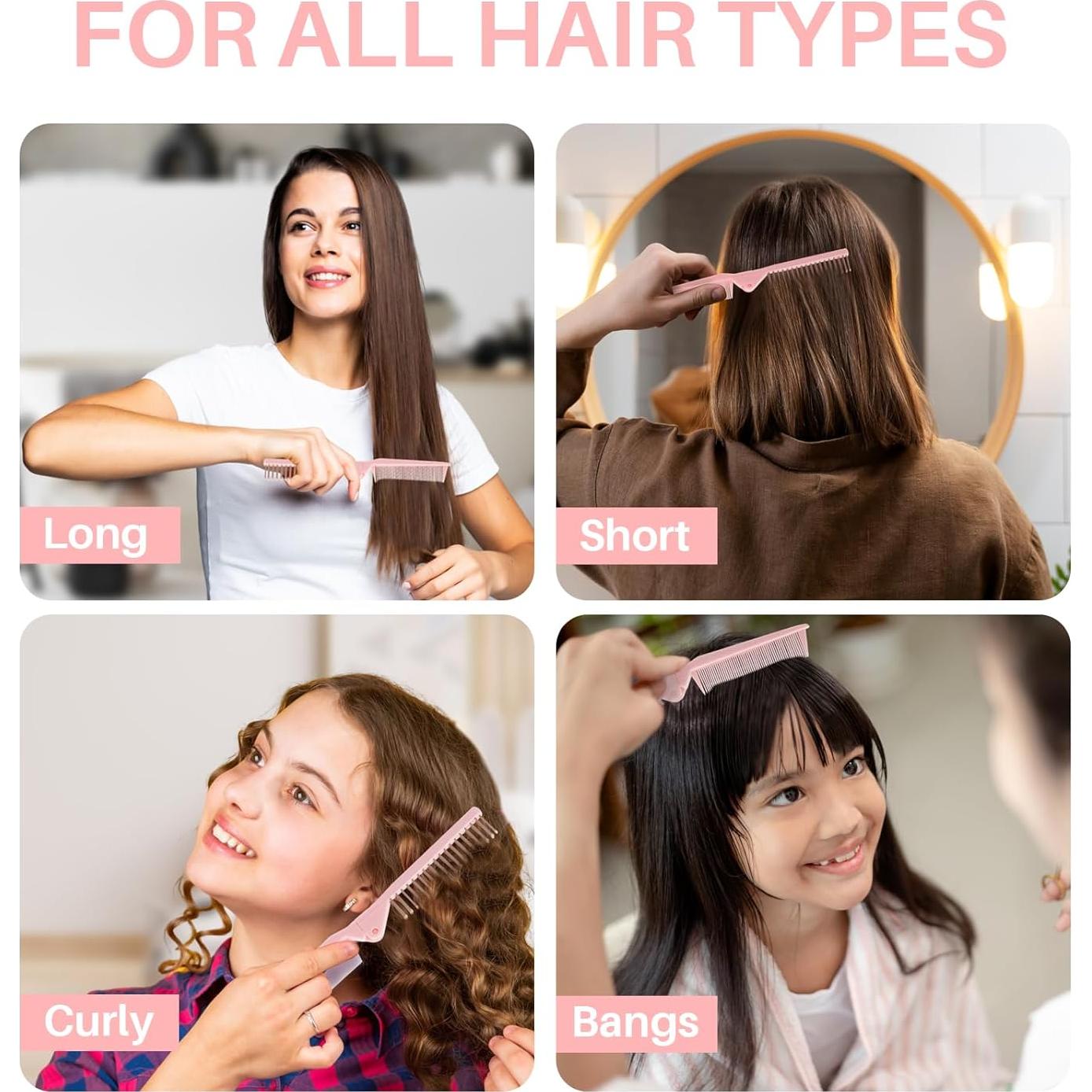 Cepillo de Pelo Mini Portátil RHOS Doble Cabeza Rosa