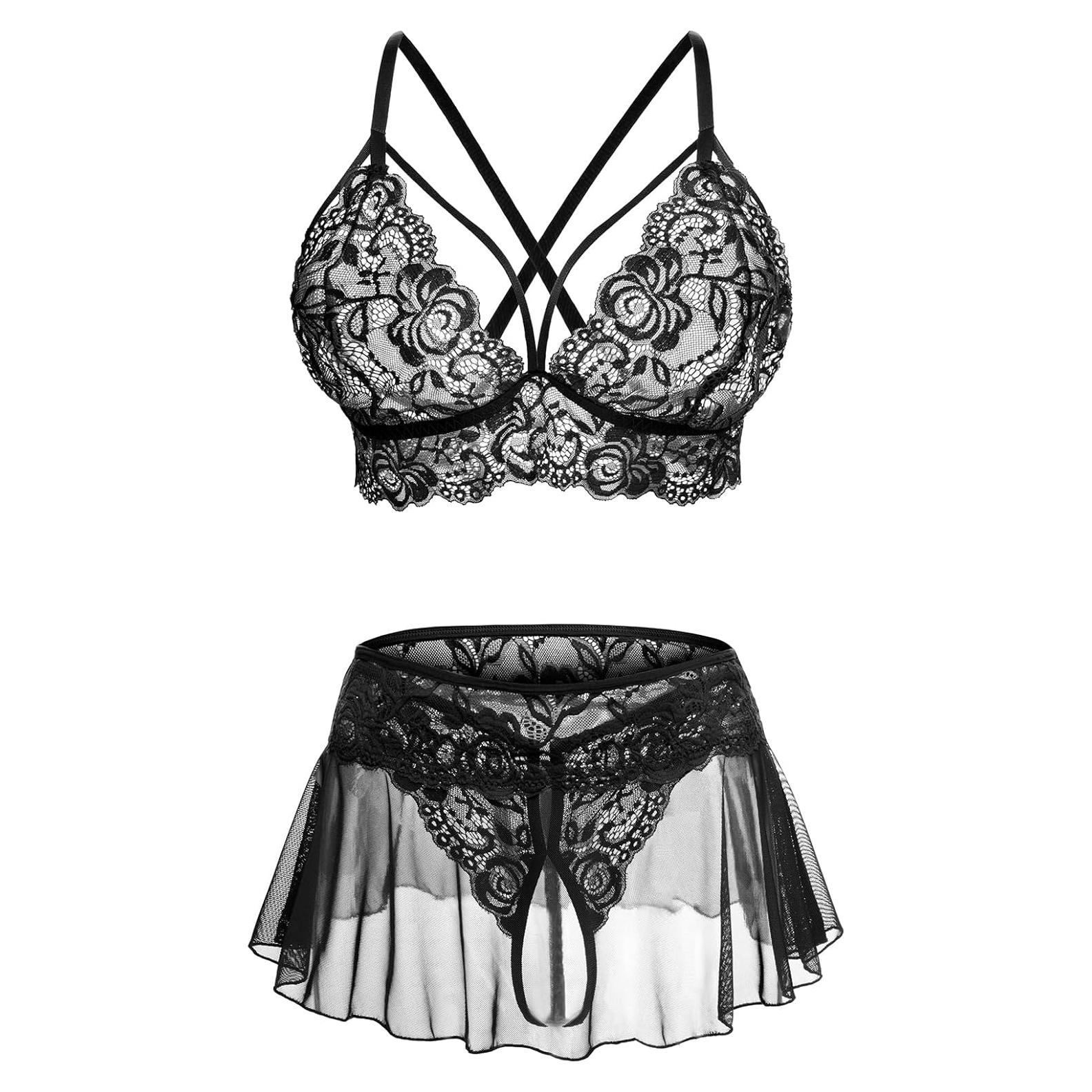 Lencería Sexy CRIPOM Conjunto 3 Piezas Bralette Encaje