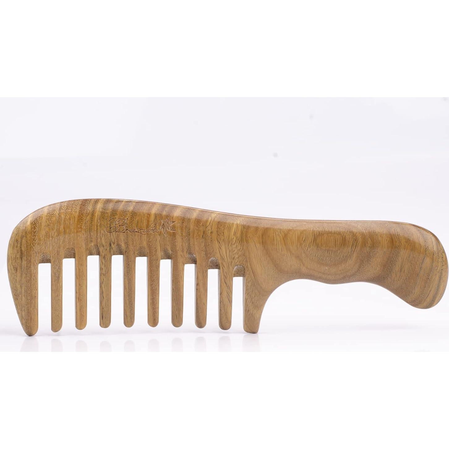 Peine de Sándalo Breezelike 18 cm Dientes Anchos Sin Frizz