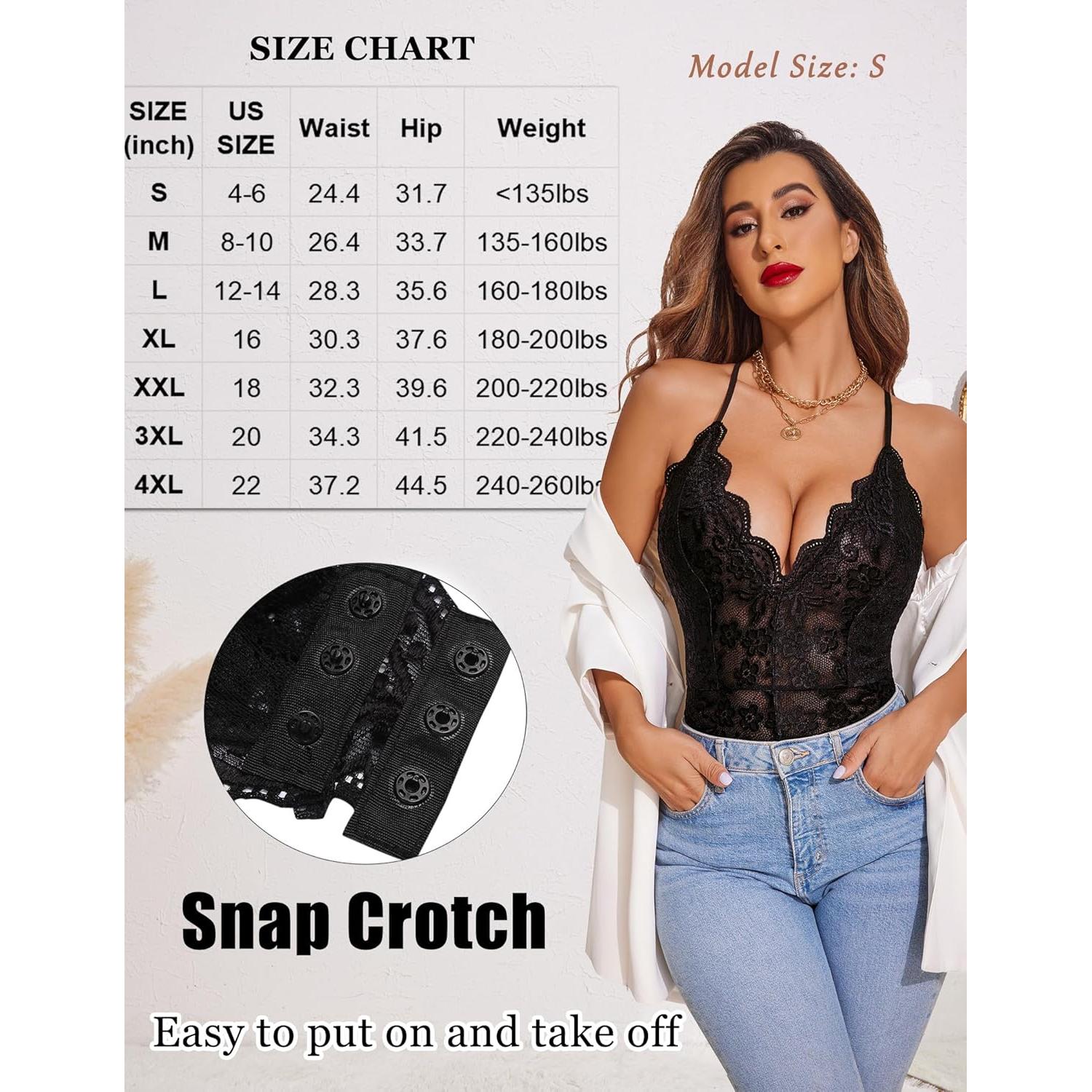 Body Lencería Avidlove Negro Encaje Sexy Ajustable