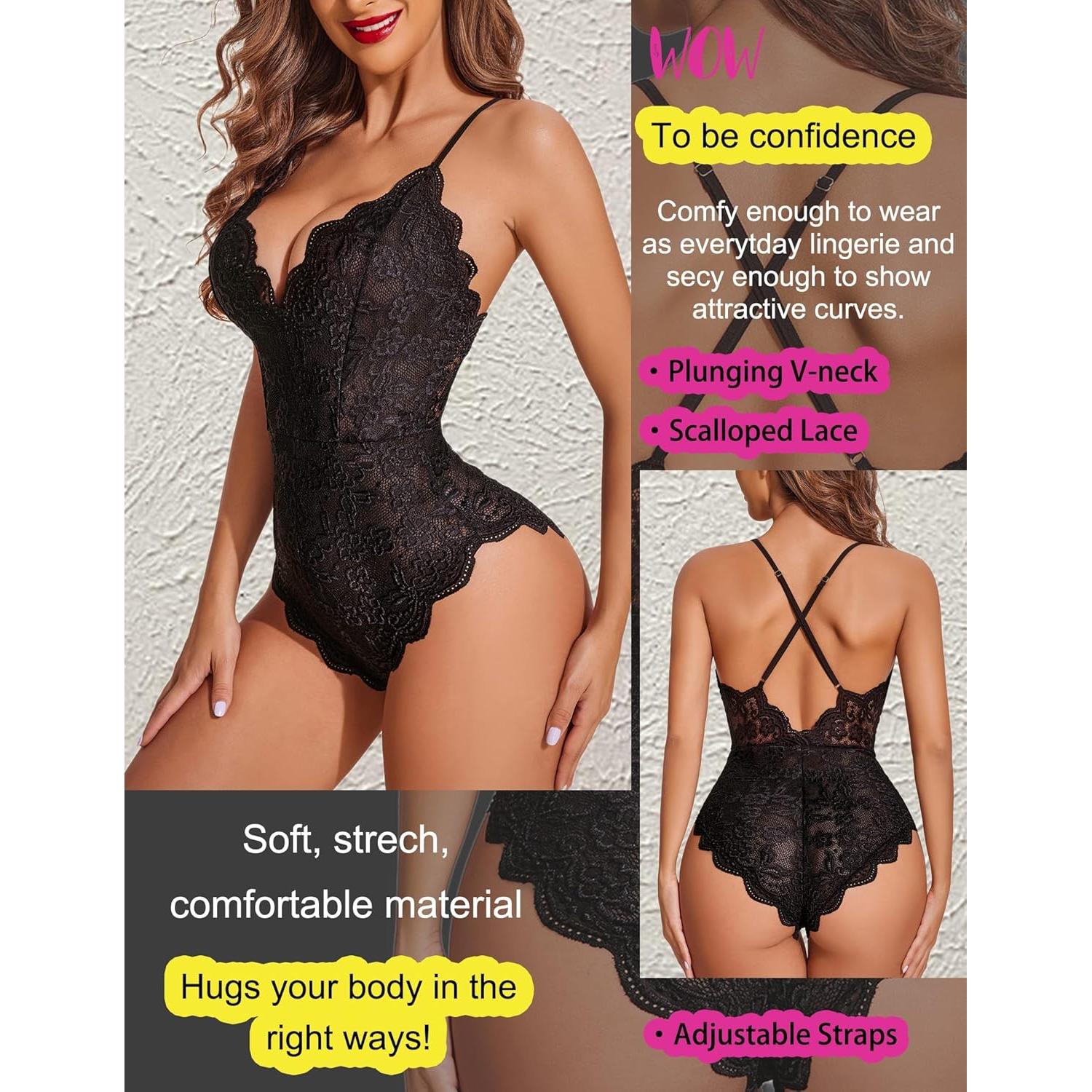 Body Lencería Avidlove Negro Encaje Sexy Ajustable