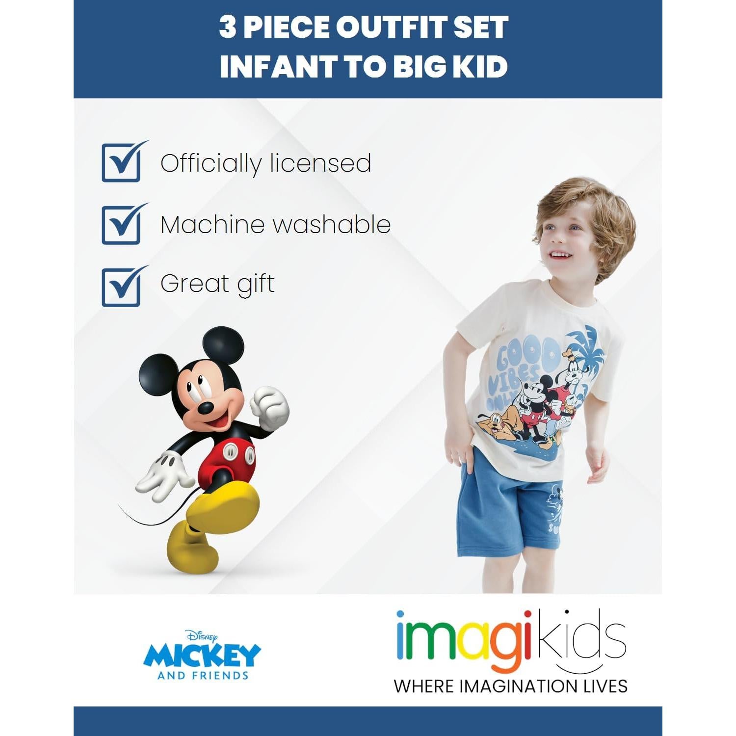 Conjunto 3 Piezas Ropa Niños Disney Mickey Mouse 12 Meses