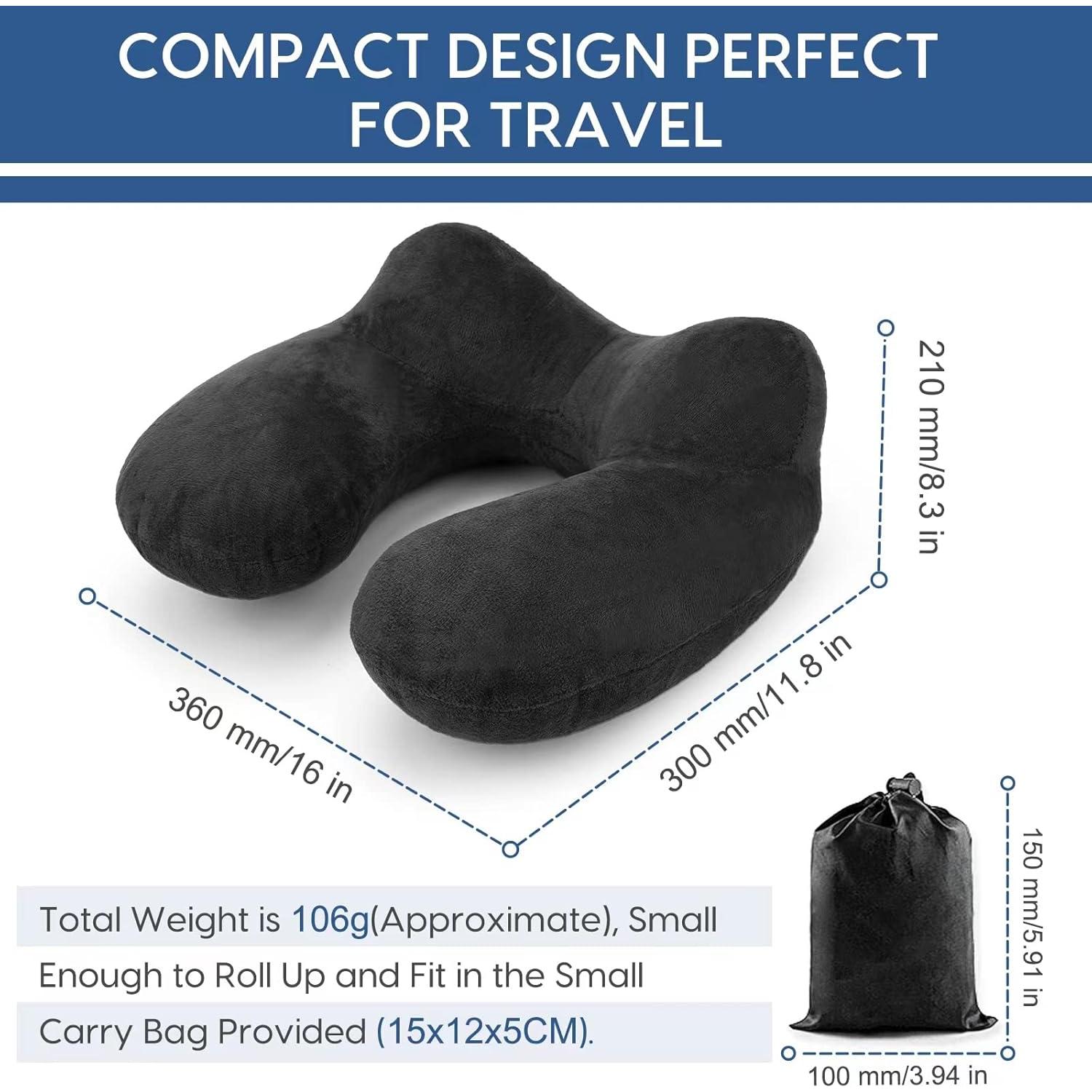 Almohada de Viaje Inflable HITSZS para Cuello con Funda Lavable