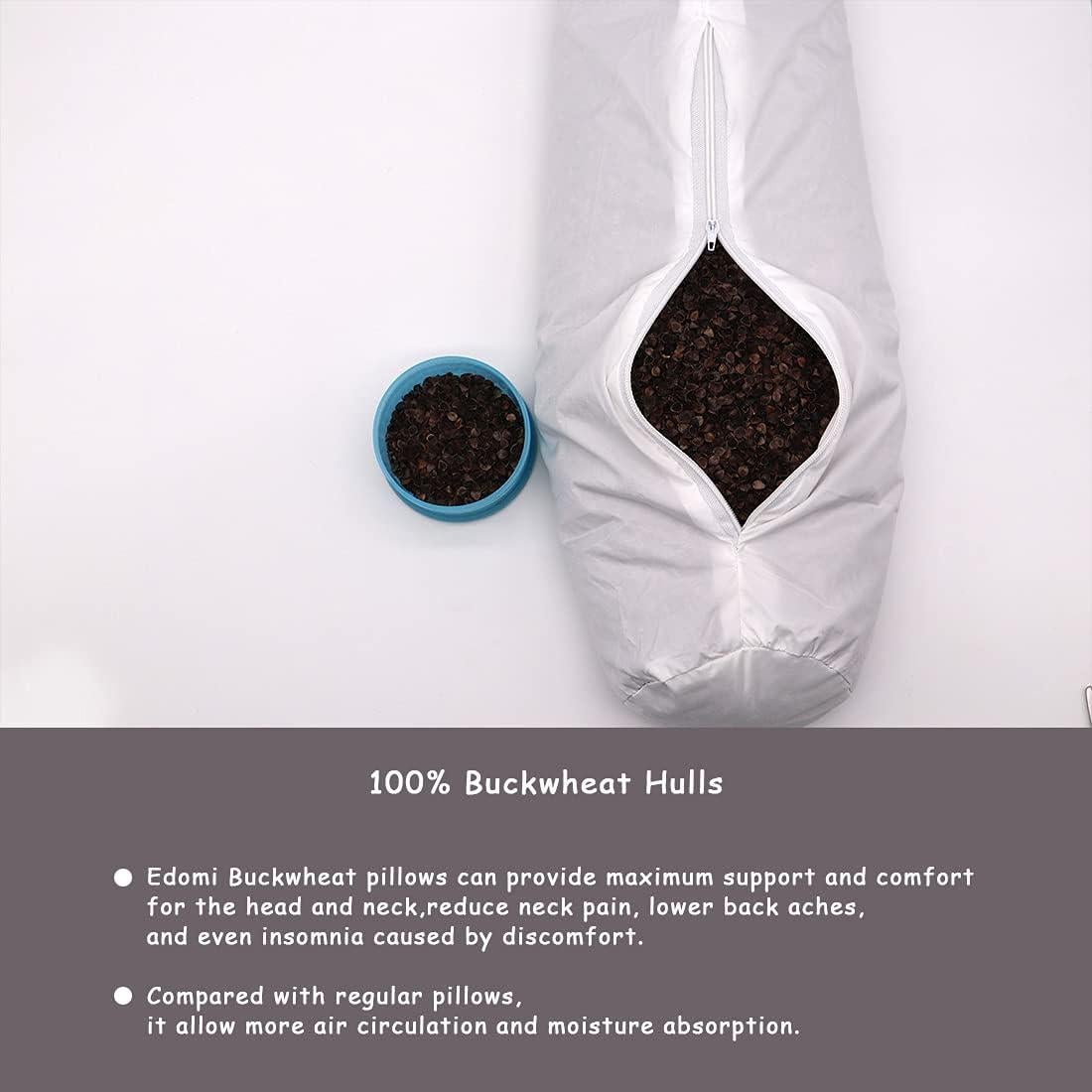 Almohada Cervical Edomi de Trigo Sarraceno 40x10 cm Ajustable