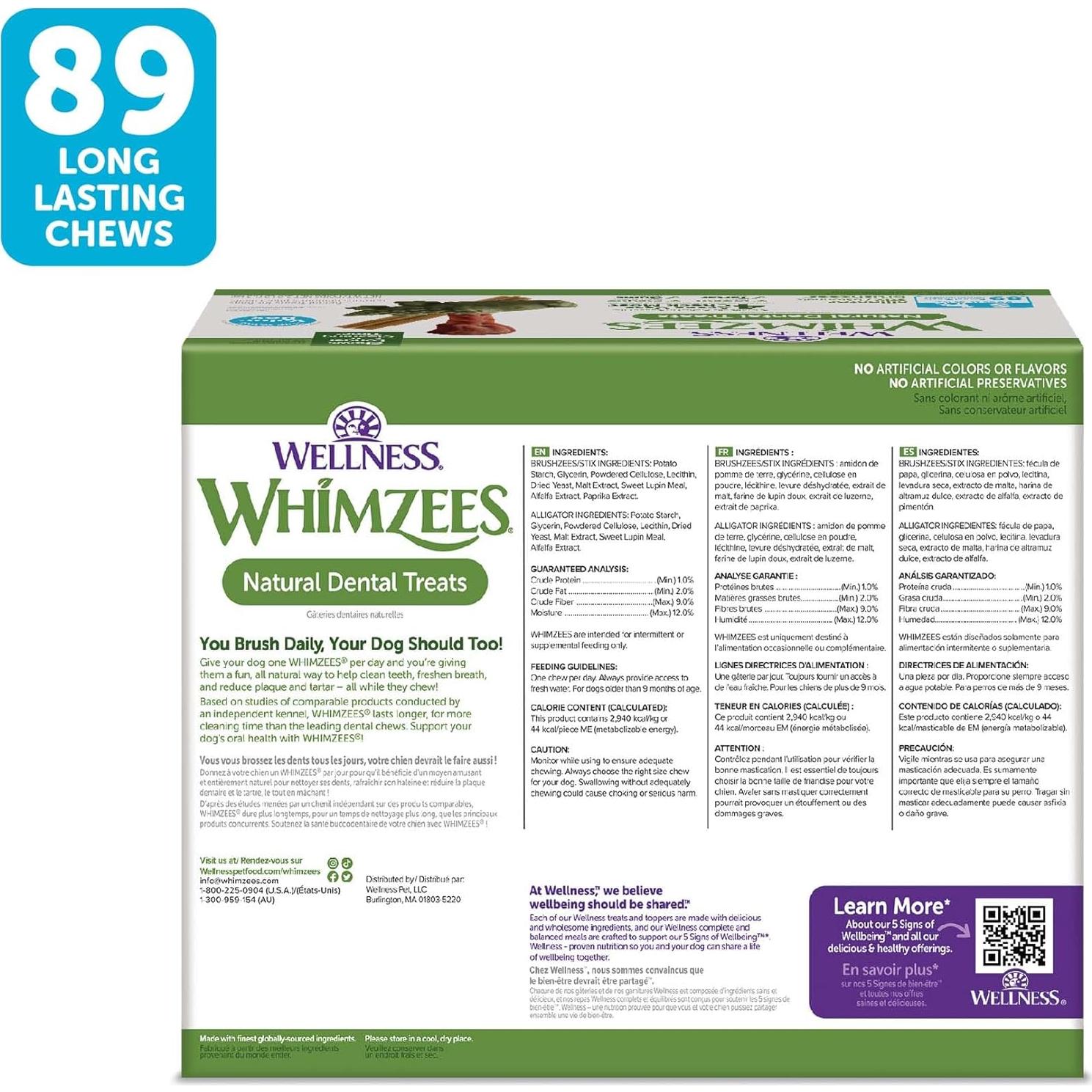 Golosinas Dentales Naturales Wellness WHIMZEES 89 Unidades Pequeñas