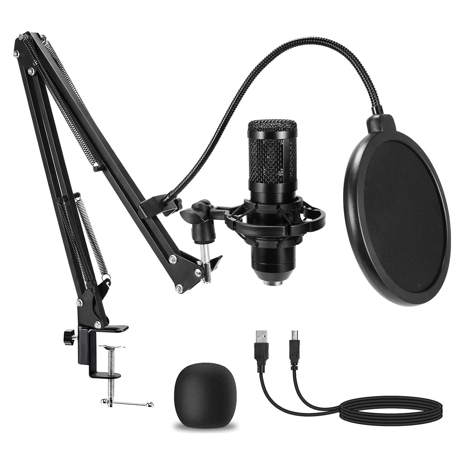 Micrófono de Condensador AMOOX BM-800 USB con Soporte Ajustable