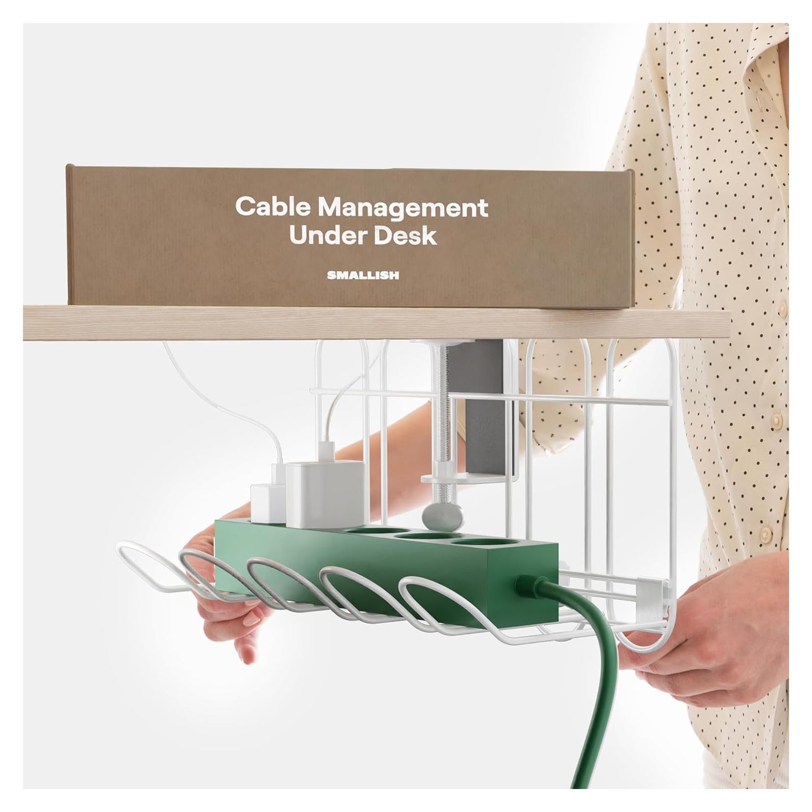 CarryUp Bandeja de Cable Bajo Escritorio Crema - Organizador Sin Taladro