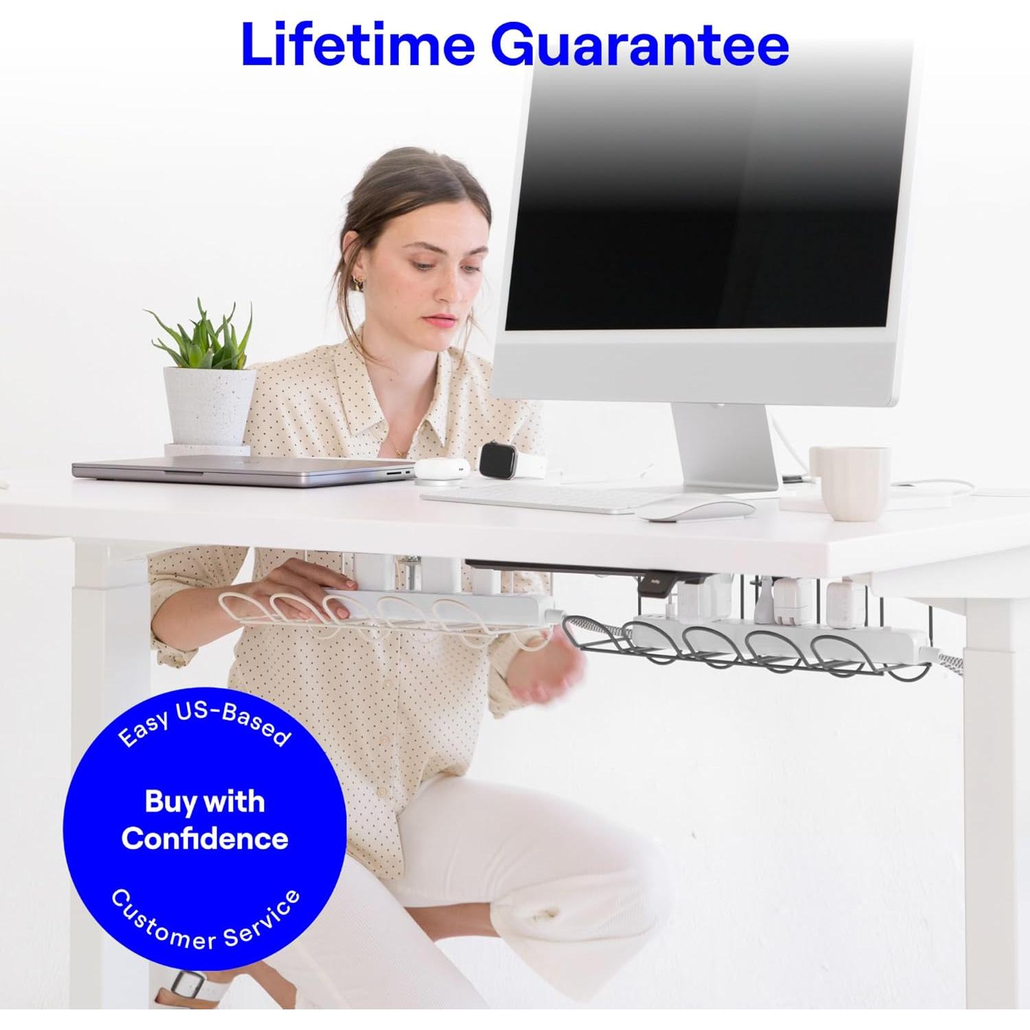 CarryUp Bandeja de Cable Bajo Escritorio Crema - Organizador Sin Taladro