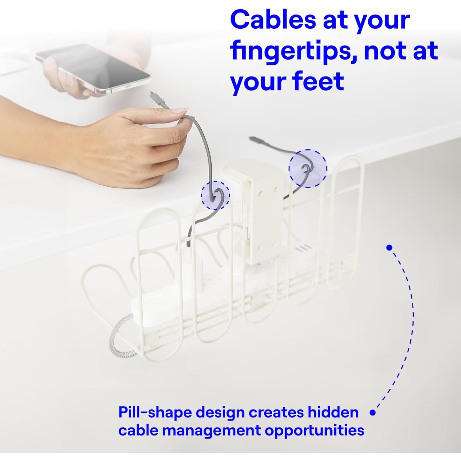 CarryUp Bandeja de Cable Bajo Escritorio Crema - Organizador Sin Taladro