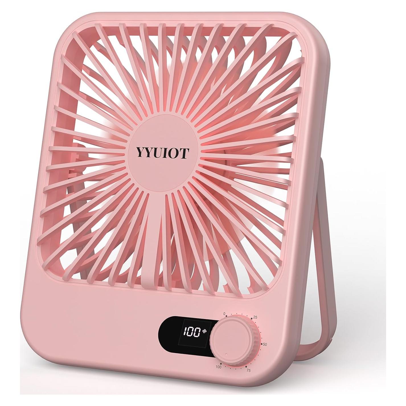 Ventilador de Escritorio YYUIOT Rosa 2400mAh 100 Velocidades
