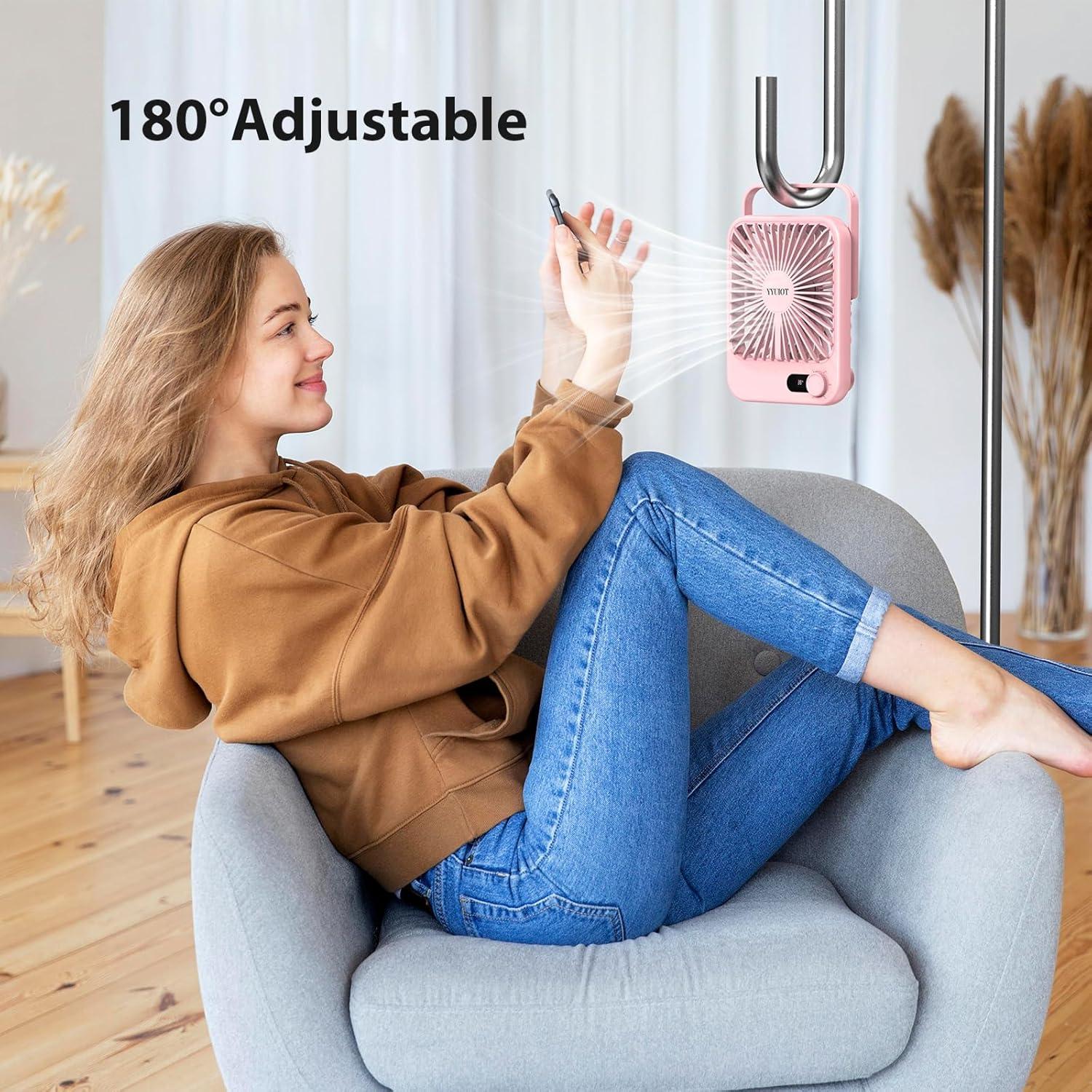 Ventilador de Escritorio YYUIOT Rosa 2400mAh 100 Velocidades