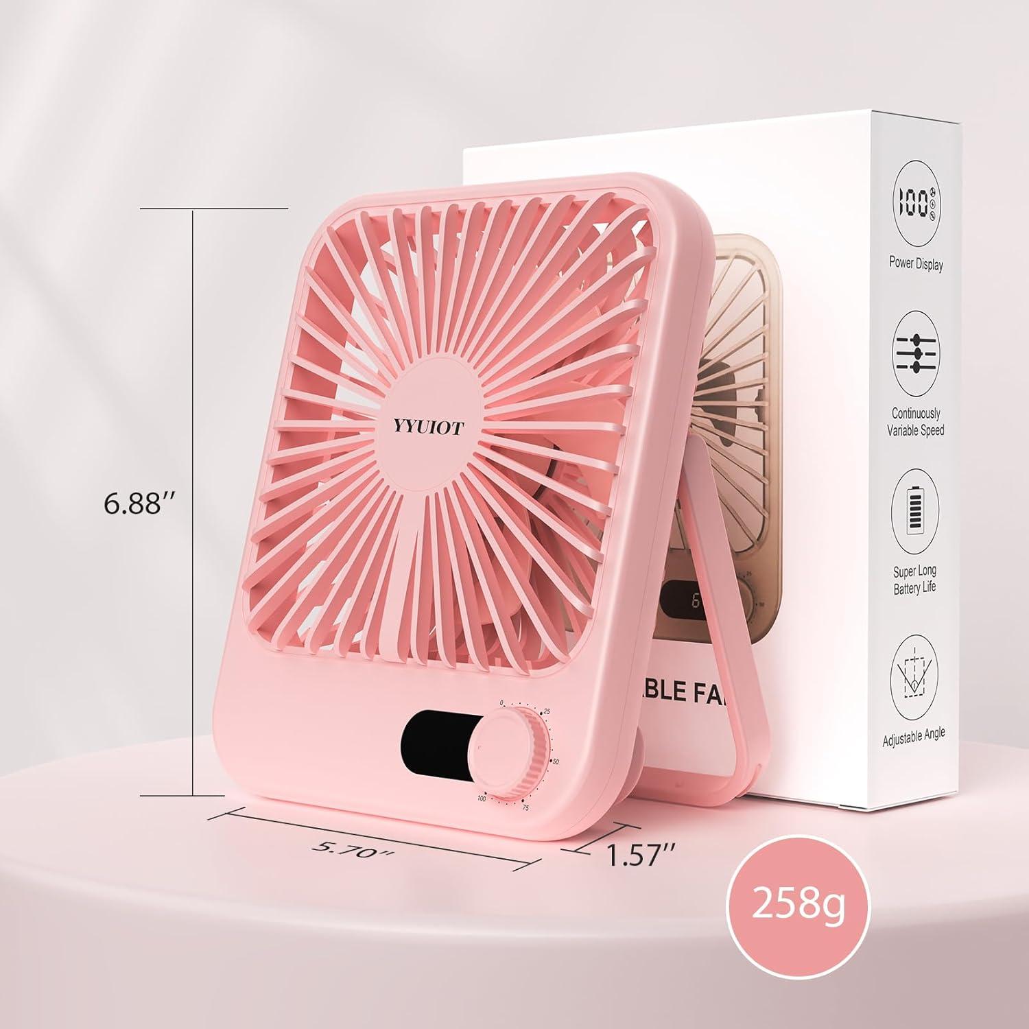 Ventilador de Escritorio YYUIOT Rosa 2400mAh 100 Velocidades