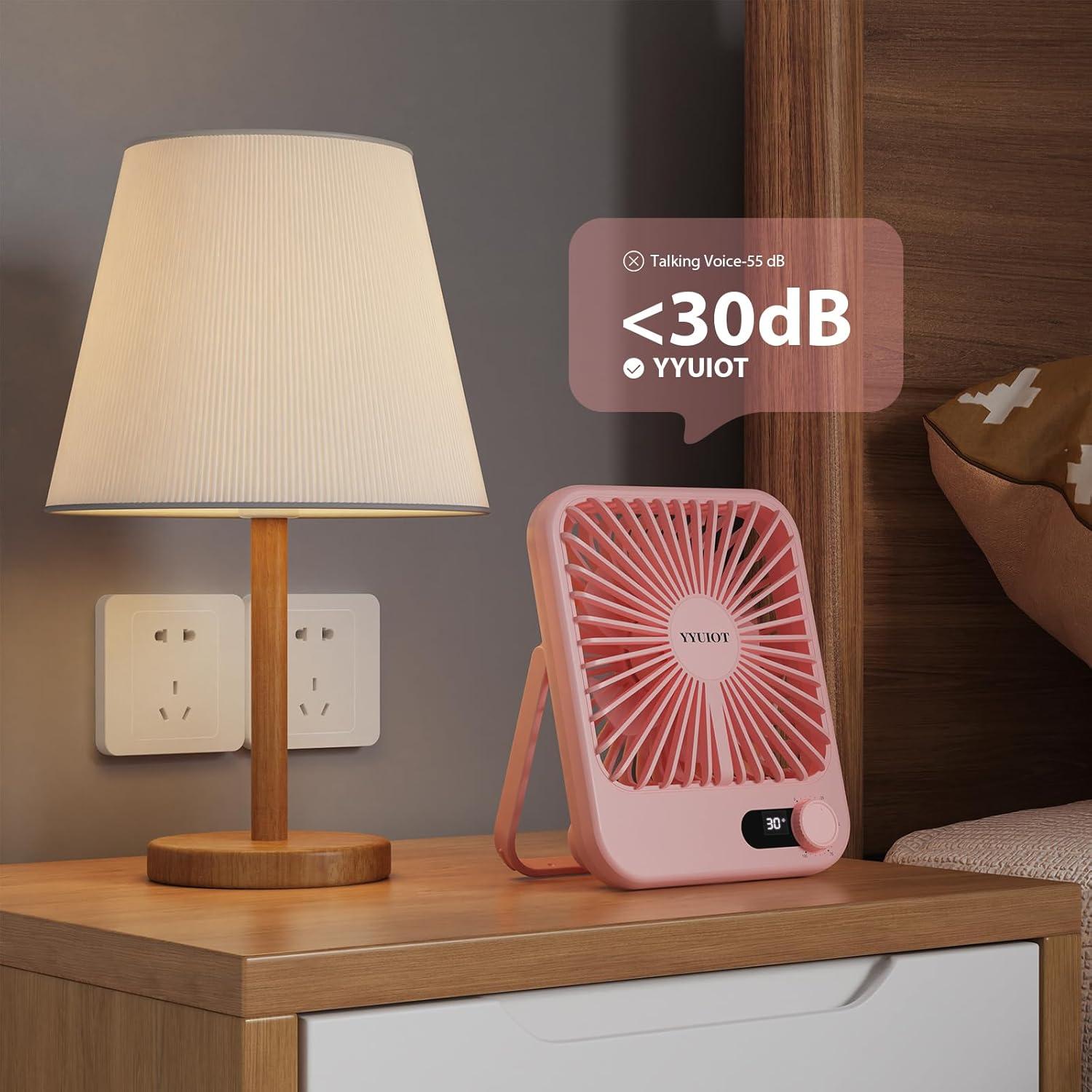 Ventilador de Escritorio YYUIOT Rosa 2400mAh 100 Velocidades
