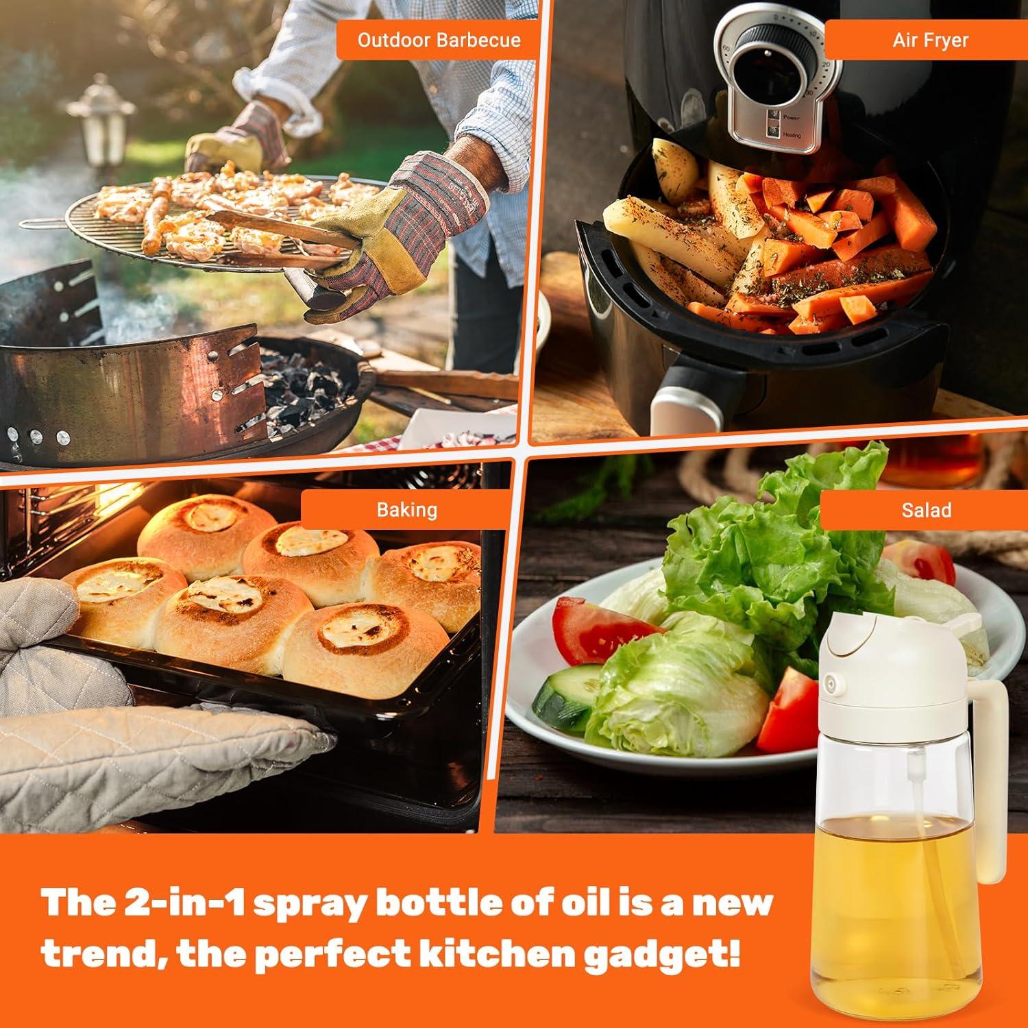 Dispensador de Aceite de Oliva CJT 470ml 2 en 1 Spray y Vertedor