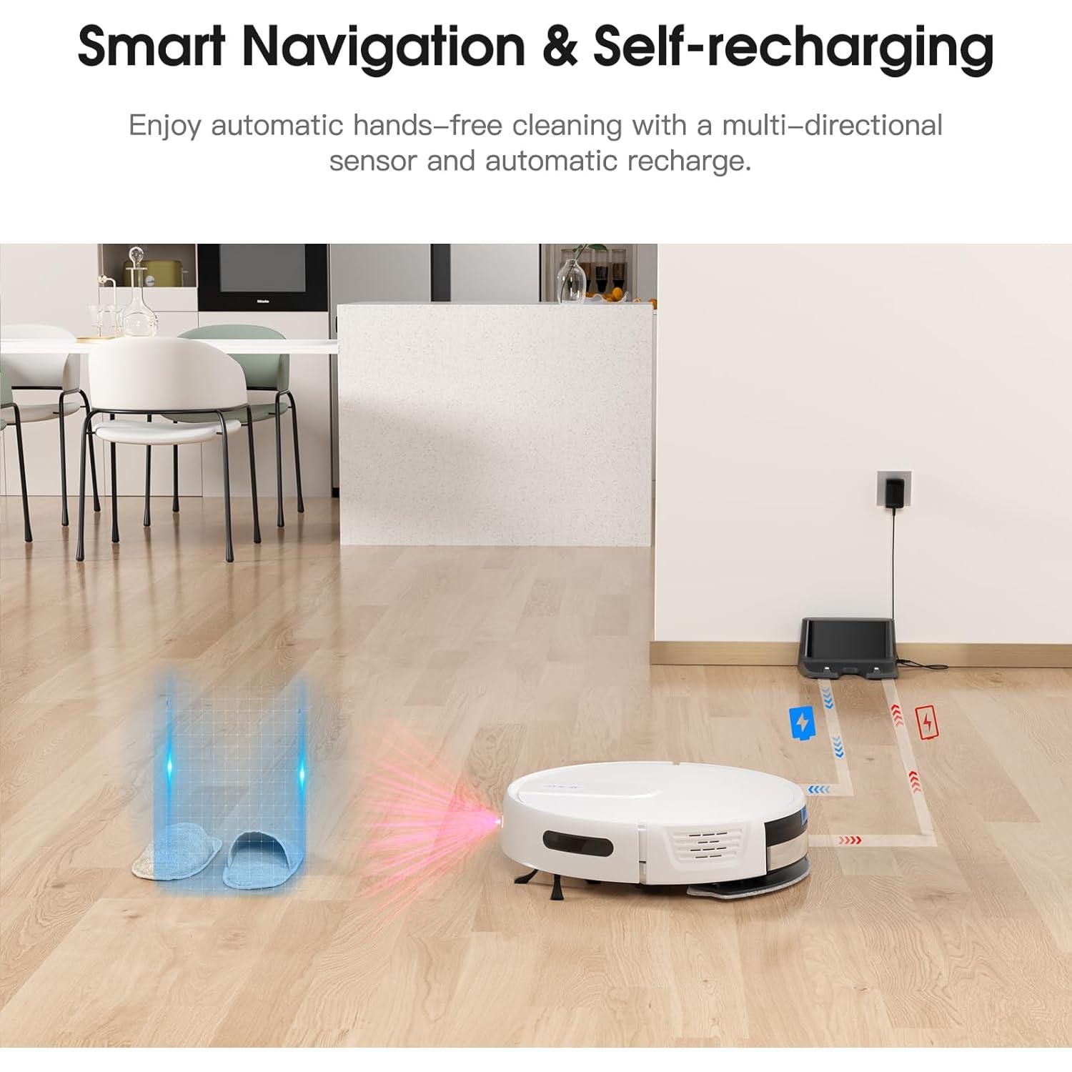 Robot Vacuum and Mop Cleaner with 4500Pa Suction, Advanced 3D Obstacle Avoidance, Next-Generation Smart APP & Voice Control Robotic Vacuum, Automatic Aspirdora for Pet Hair, Home Hard Floor