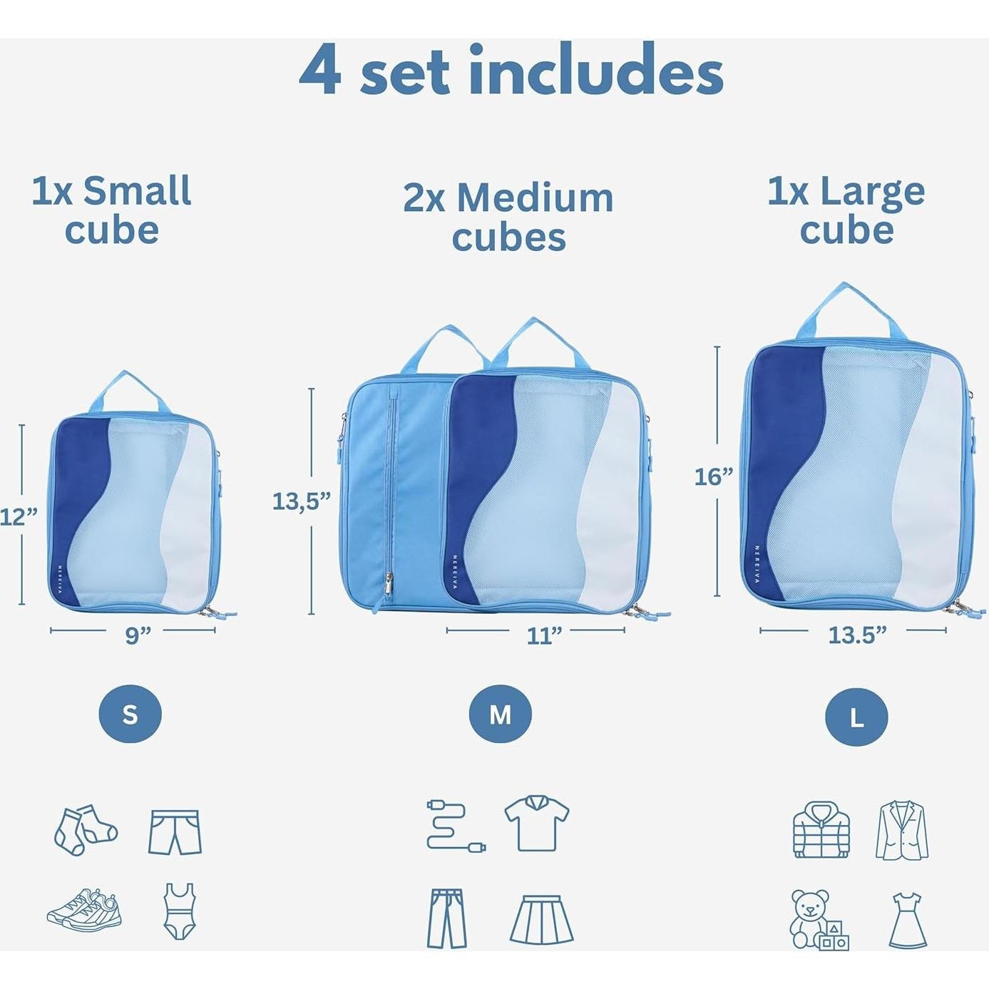 Set de 4 Cubos de Empaque Nereiva - Azul Marino - rPET