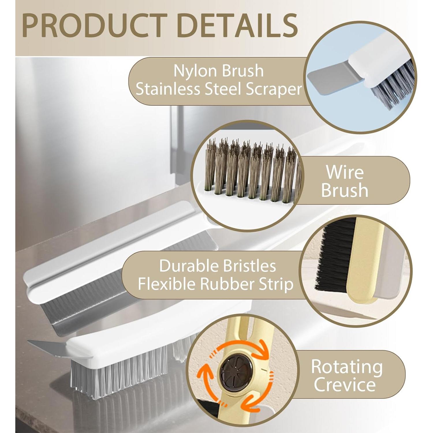 Juego de Cepillos de Limpieza JIANGLAI 2 en 1 con Mango Rotatorio