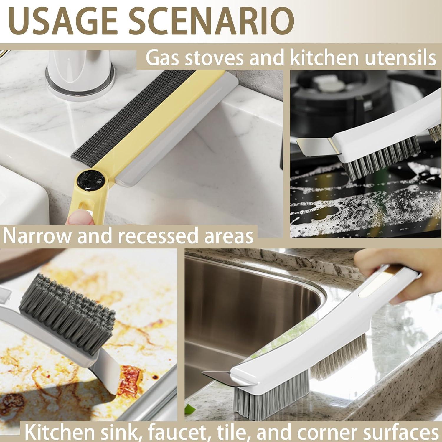 Juego de Cepillos de Limpieza JIANGLAI 2 en 1 con Mango Rotatorio