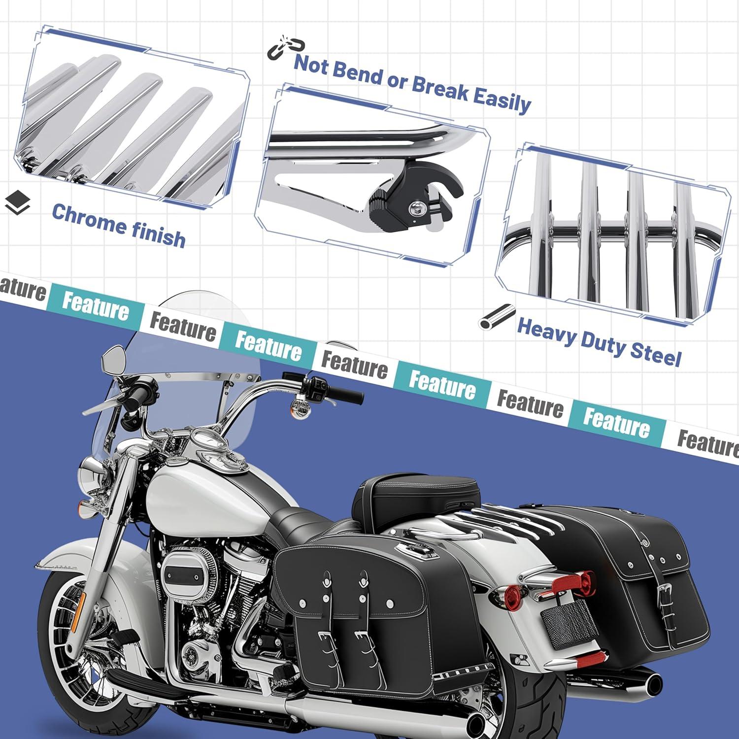 Soporte de Equipaje Desmontable ECOTRIC Cromado 2009-2024 Harley