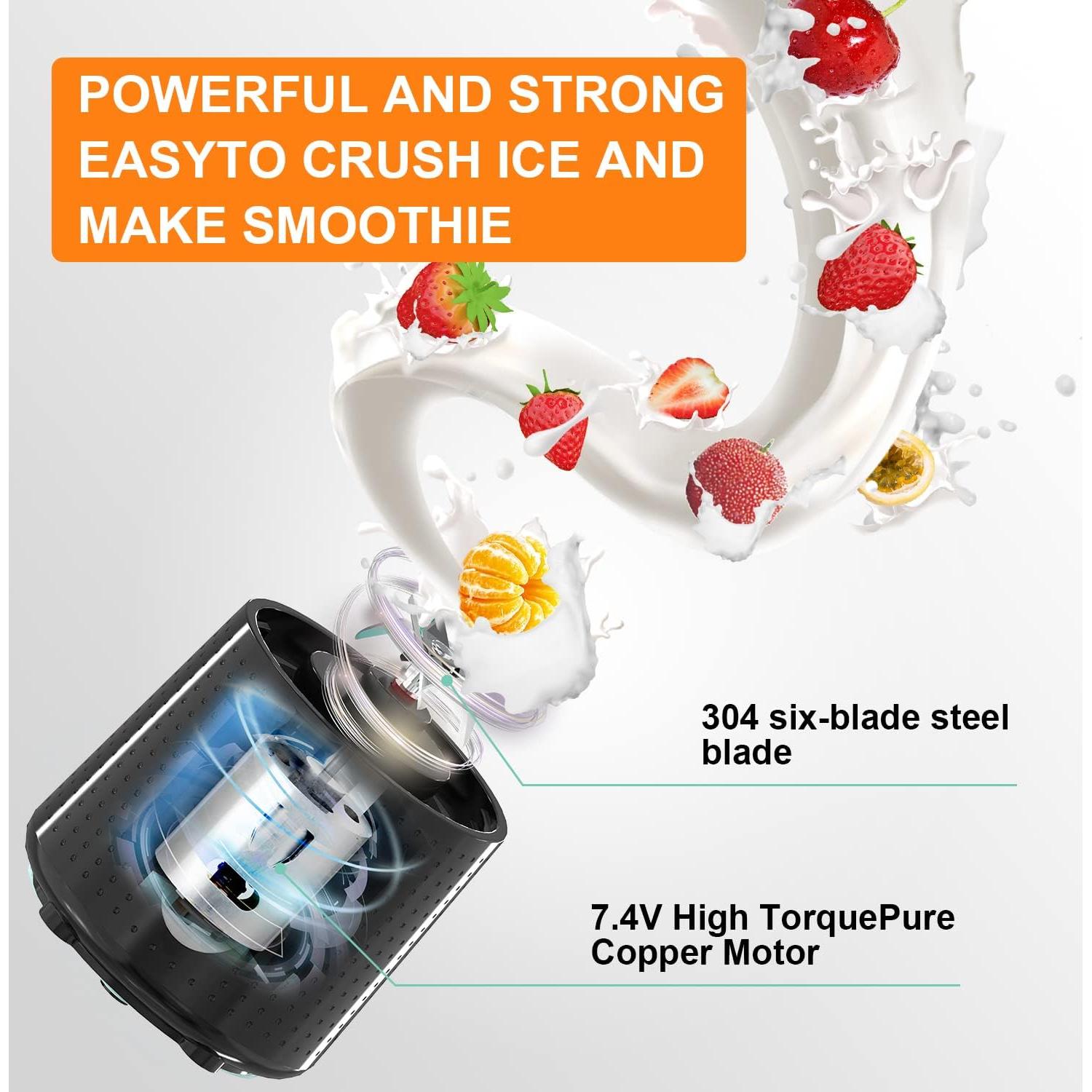 Licuadora Portátil TastLi 380ml Inalámbrica USB-C Negra