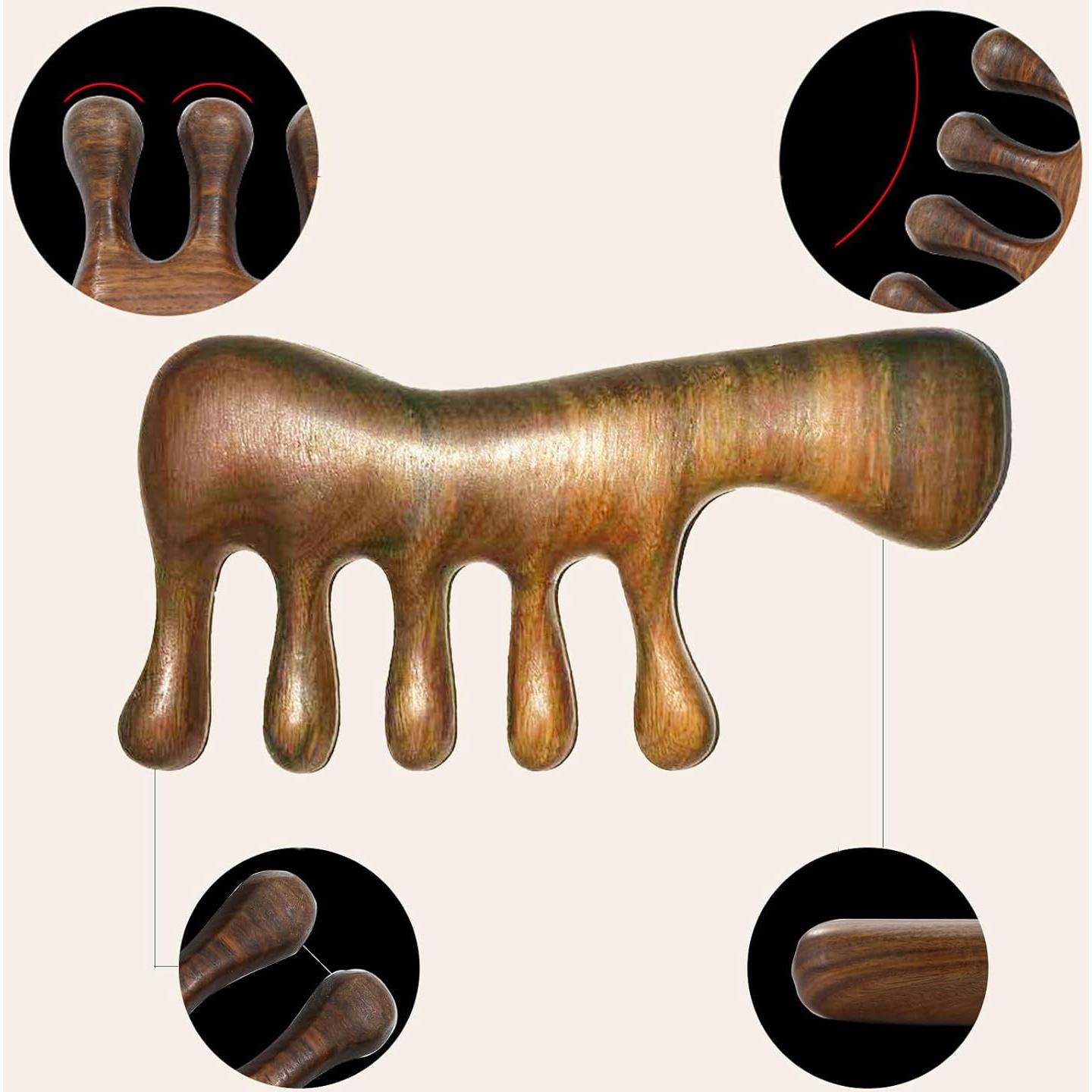 Peine de Masaje Gua Sha OULIGET de Madera Natural 10x5cm