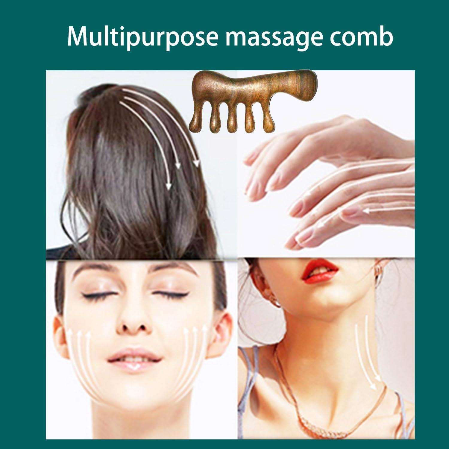 Peine de Masaje Gua Sha OULIGET de Madera Natural 10x5cm