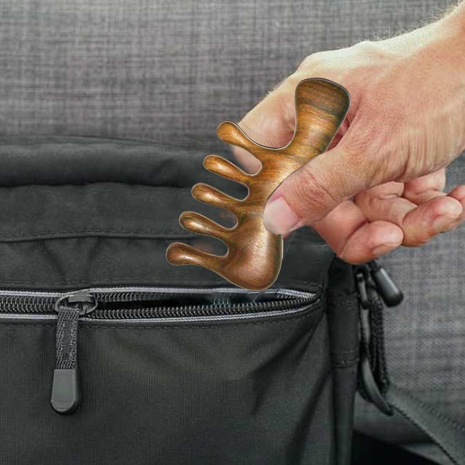 Peine de Masaje Gua Sha OULIGET de Madera Natural 10x5cm