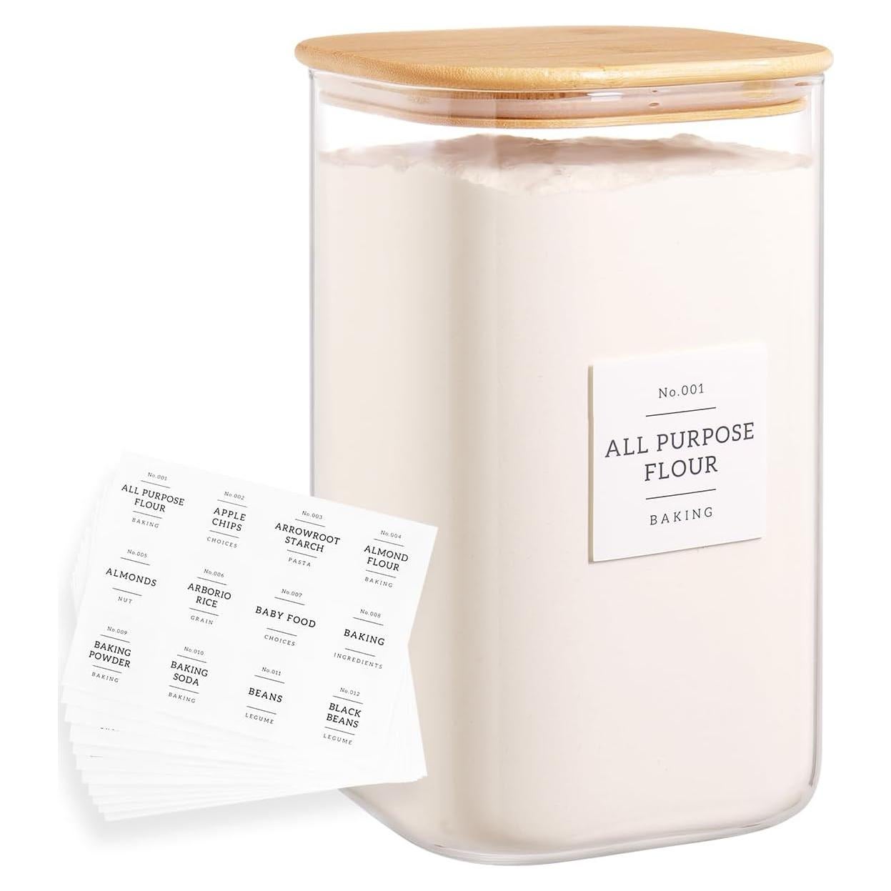 Tarro de vidrio hermético Mujin 1 Galón con 132 etiquetas