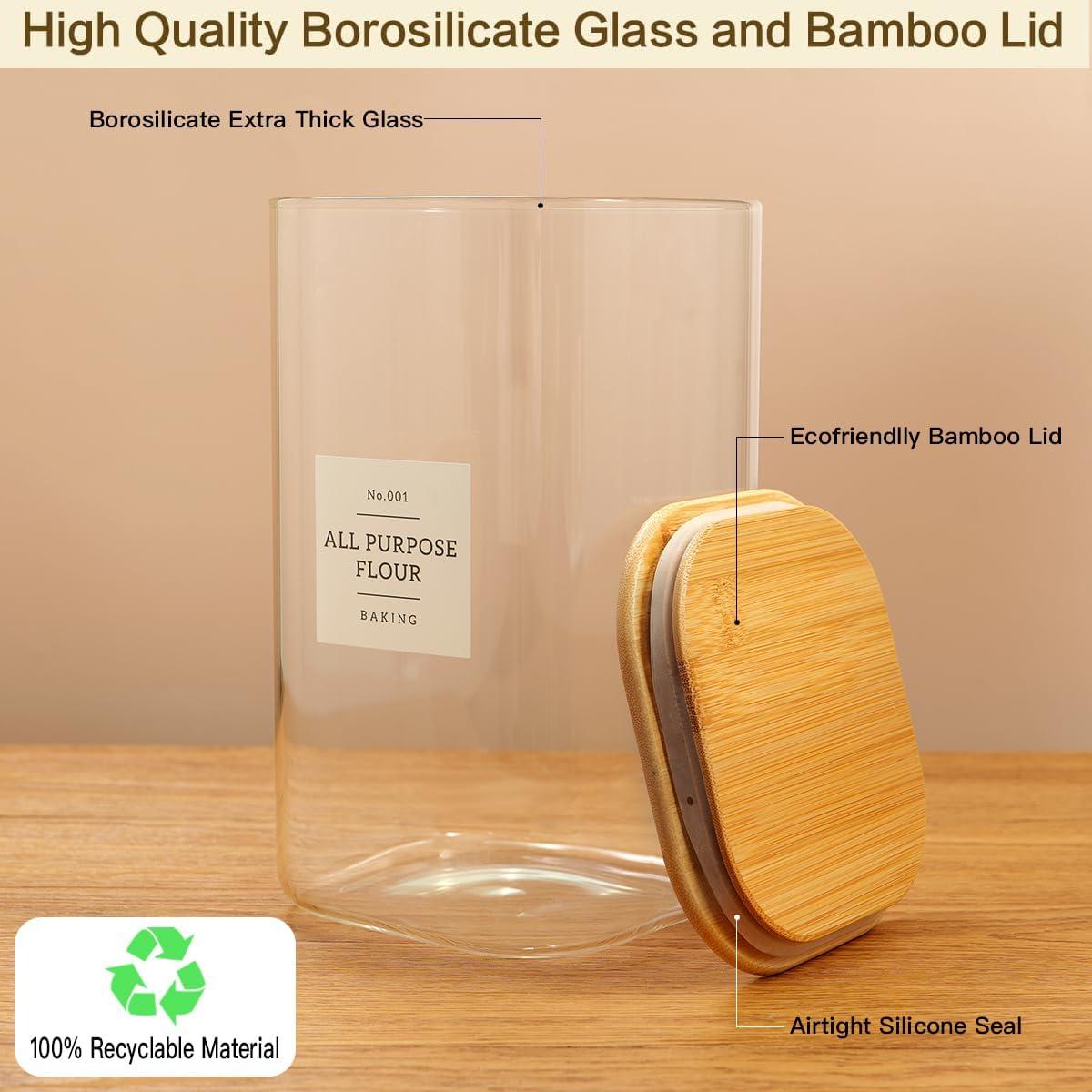 Tarro de vidrio hermético Mujin 1 Galón con 132 etiquetas