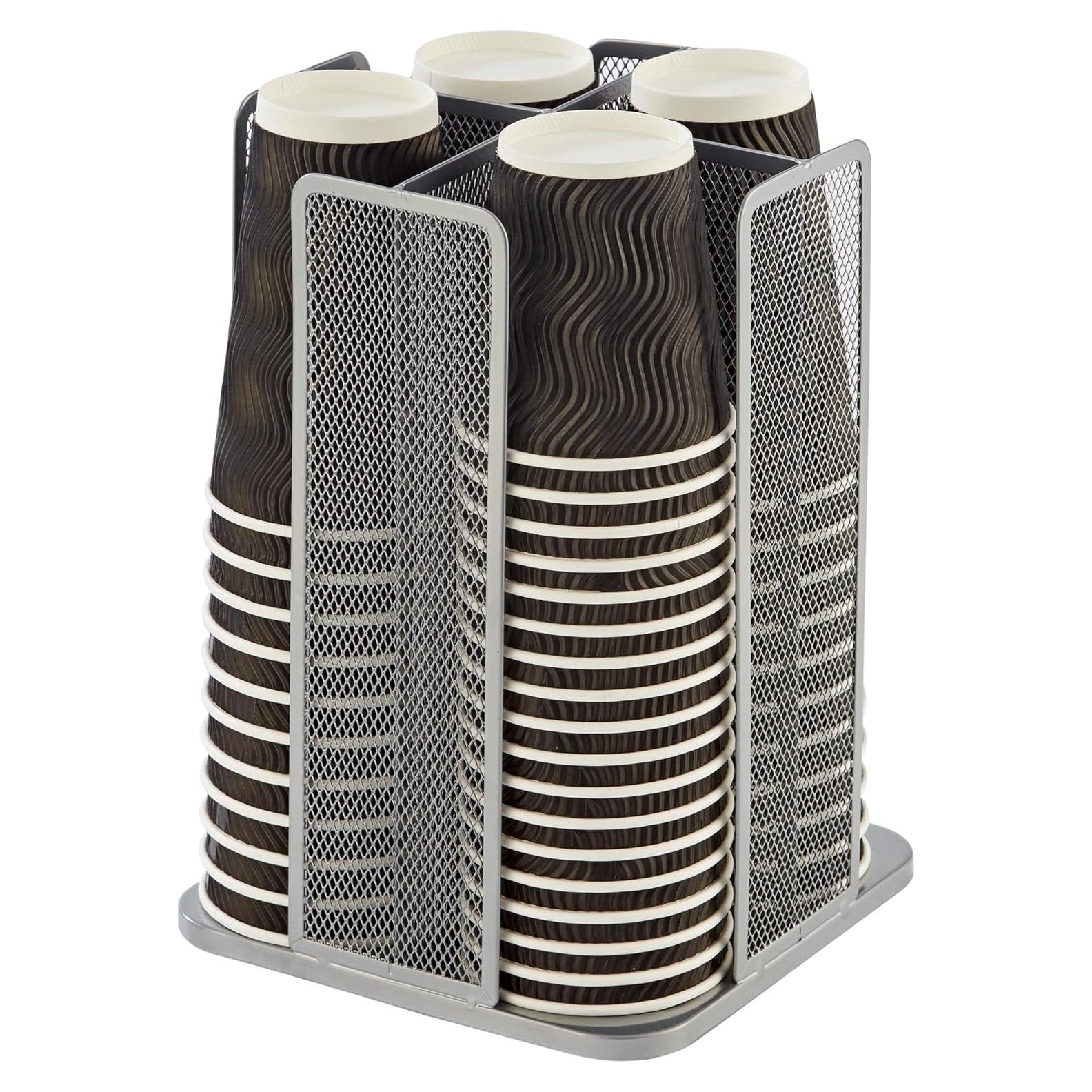 Soporte Organizador de Tazas ANNOVA Plata 4 Compartimentos