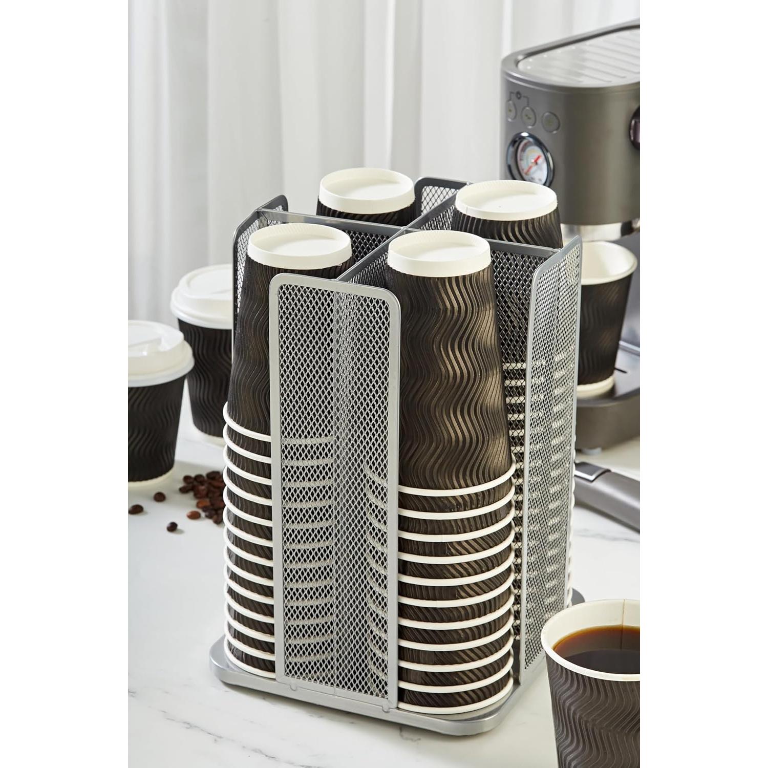 Soporte Organizador de Tazas ANNOVA Plata 4 Compartimentos