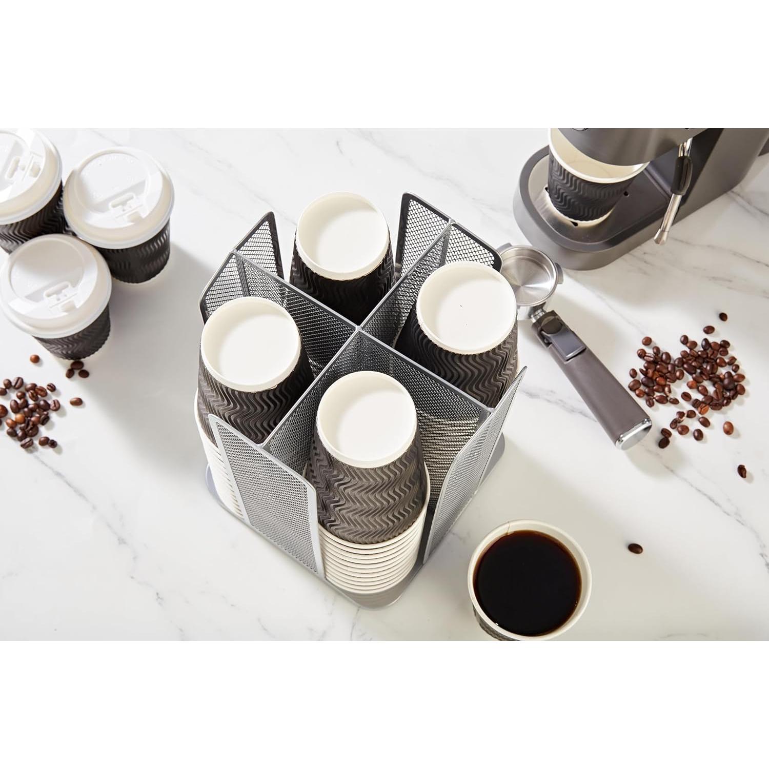 Soporte Organizador de Tazas ANNOVA Plata 4 Compartimentos