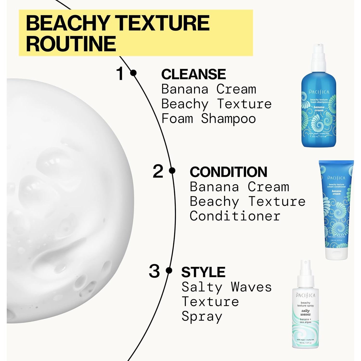 Champú Espumoso Texturizante Pacifica Crema de Plátano 421g