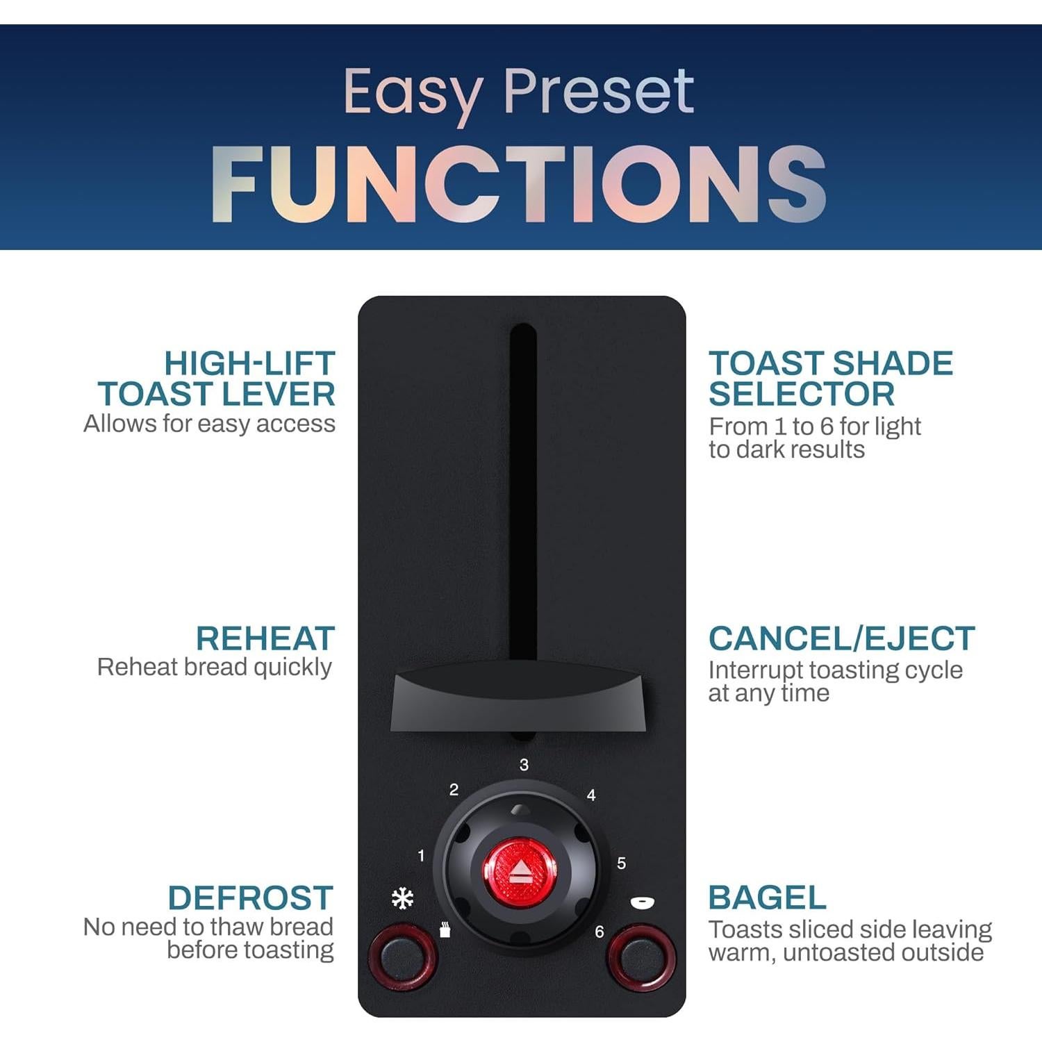 Tostadora Elite Gourmet ECT2428 Acero Inoxidable 2 Rebanadas