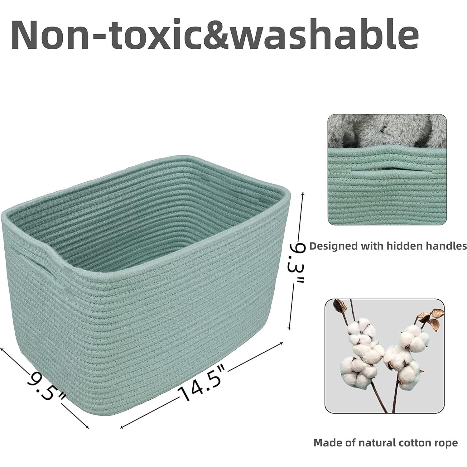 Cesta de Almacenamiento Tejida XUANGUO Verde 3 Piezas 36.8x24.1x23.6 cm