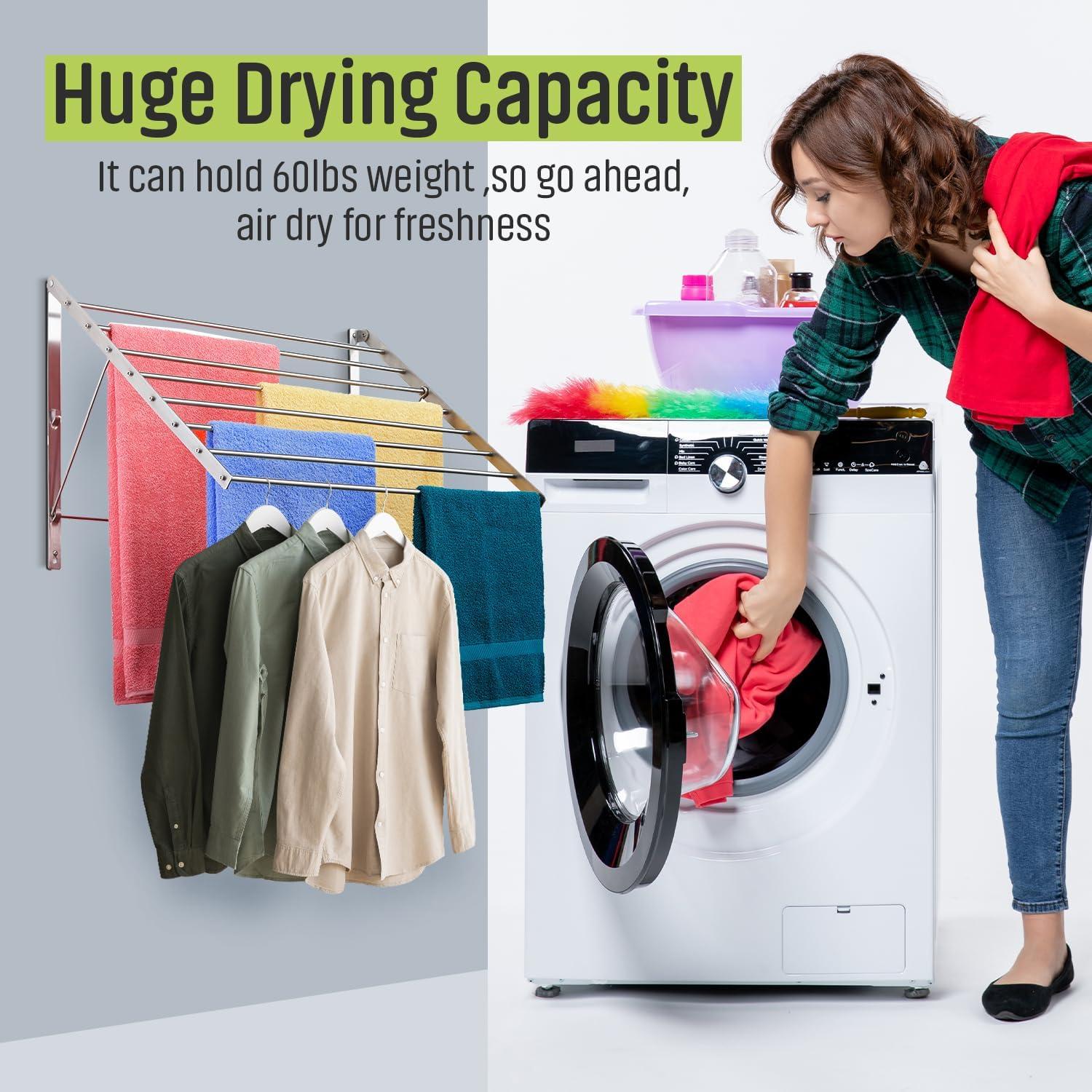 Estante para Secar Ropa Plegable Smartsome 56 cm Acero Inoxidable