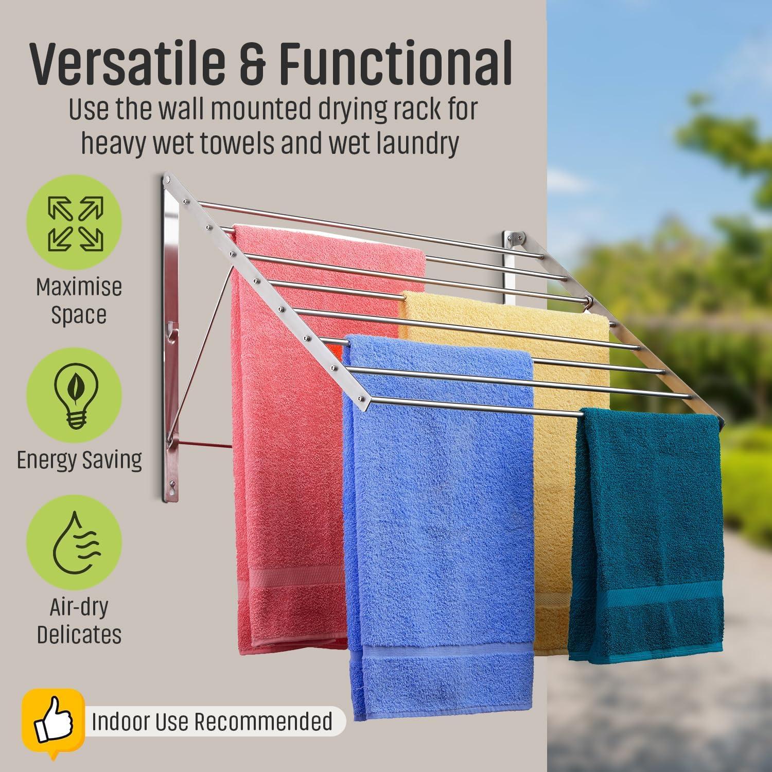 Estante para Secar Ropa Plegable Smartsome 56 cm Acero Inoxidable