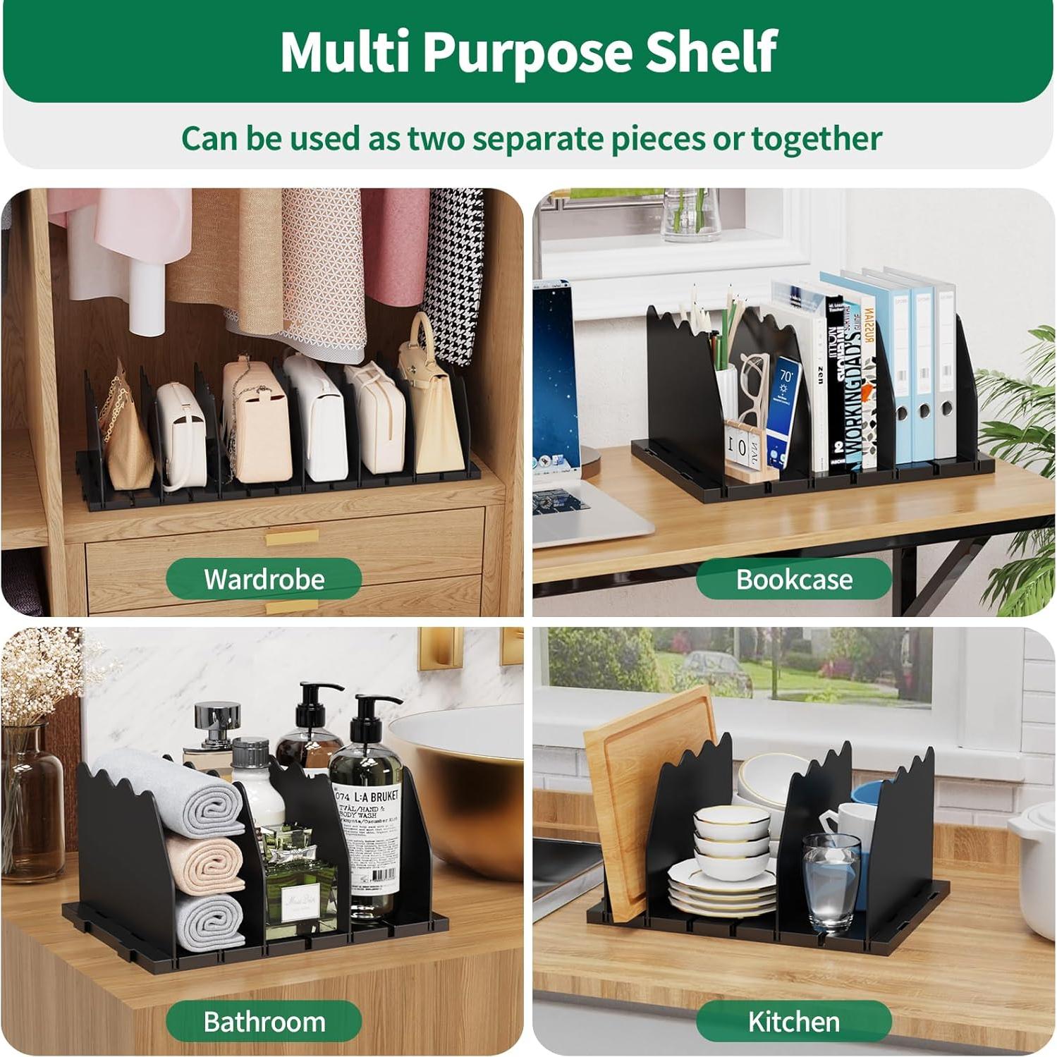 Divisor de Estante SPACEKEEPER Ajustable Negro 8 Divisores