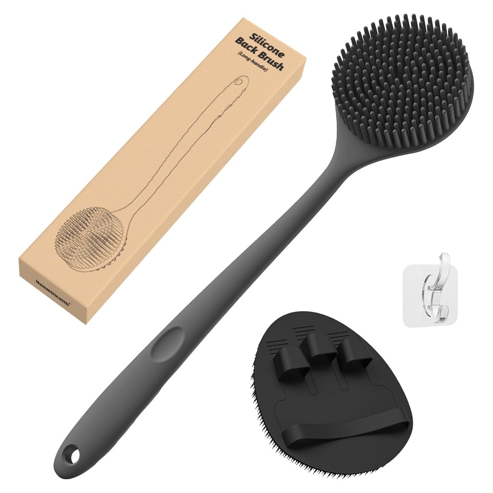 Conjunto de Cepillo de Espalda y Guante Manmihealth Negro