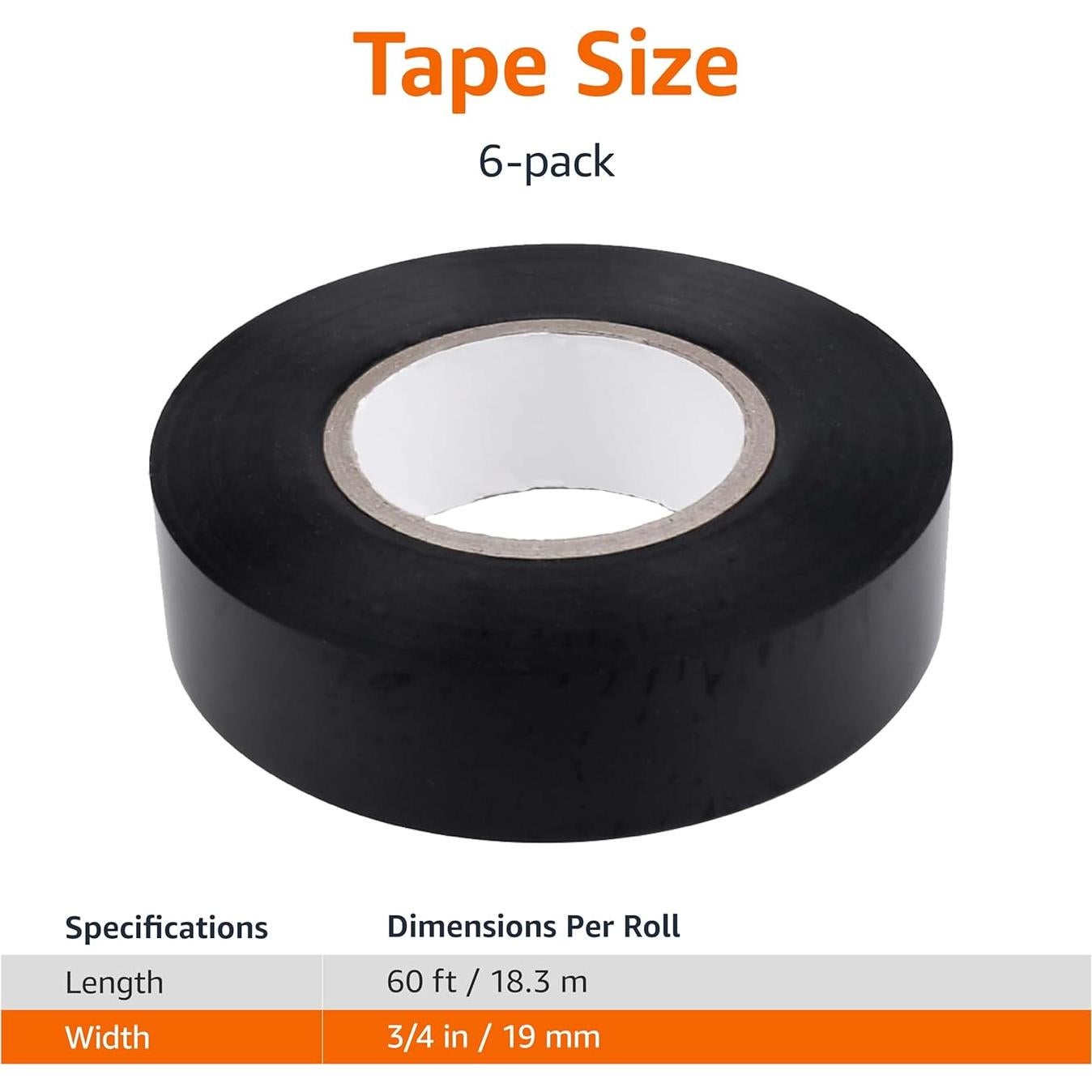 Cinta Adhesiva Eléctrica Amazon Basics 6 Rollos 1.9 cm x 18.3 m
