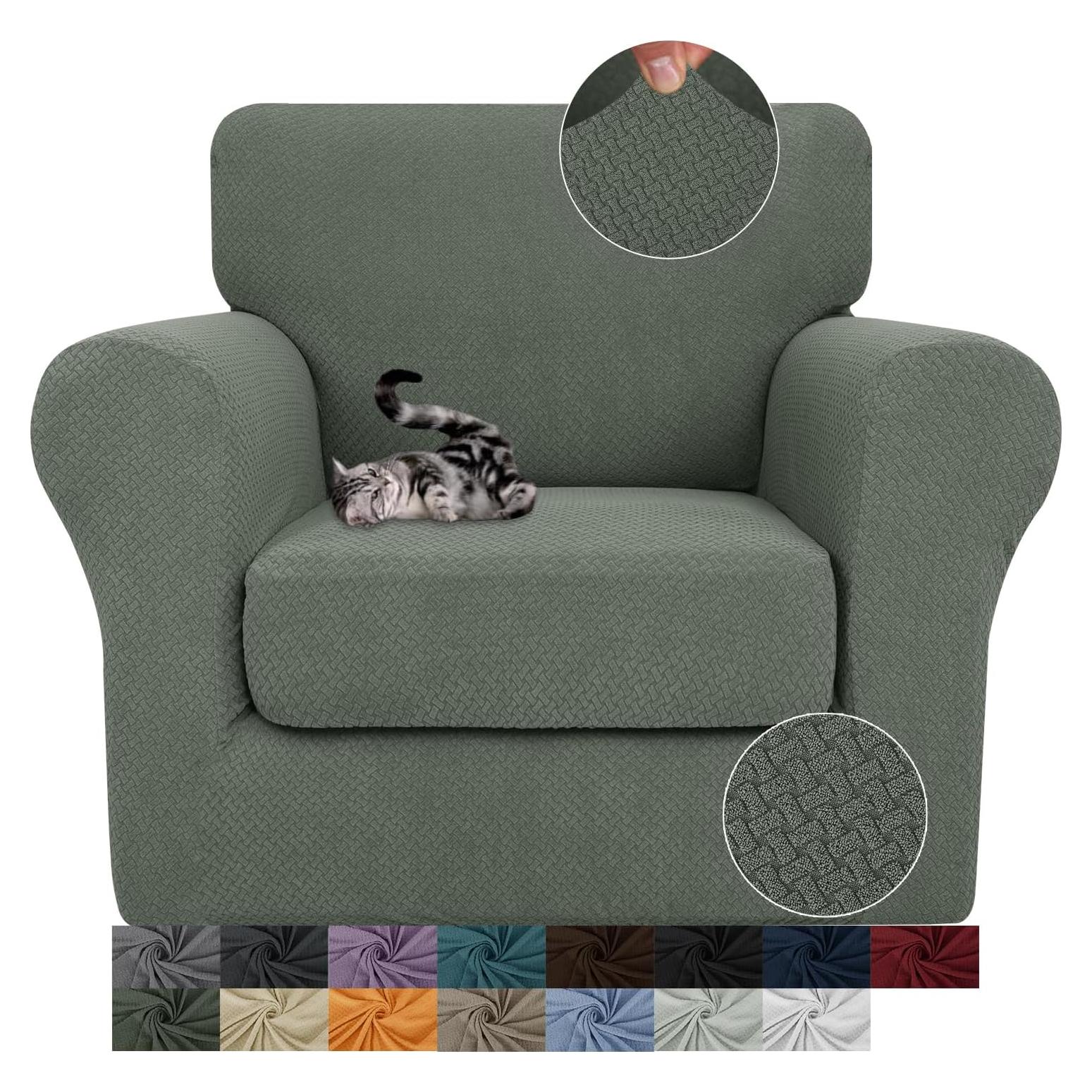 Funda de Sillón JIVINER Verde Militar 2 Piezas Ajustable 85% Poliester