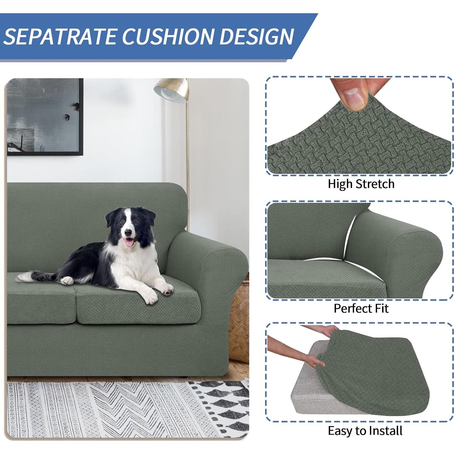 Funda de Sillón JIVINER Verde Militar 2 Piezas Ajustable 85% Poliester