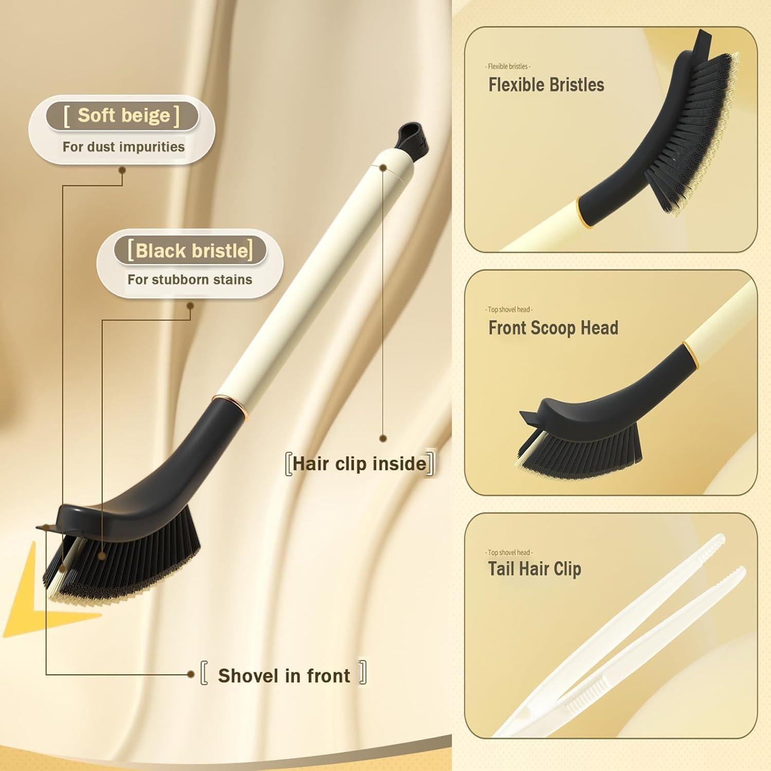 Cepillo de limpieza de ranuras MYLAMZAL 3 en 1 para baño