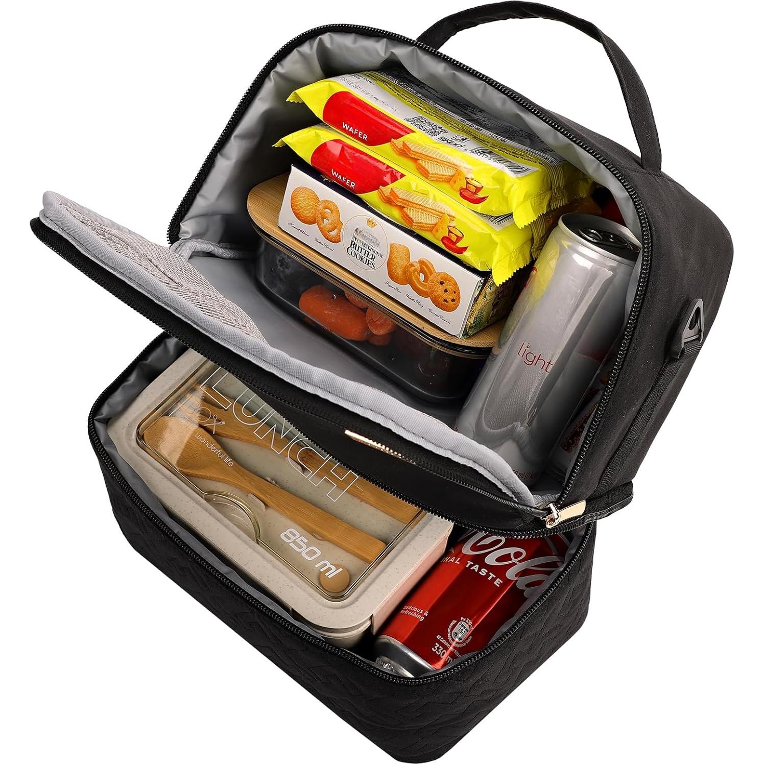 Bolsa de Almuerzo NISHEL Negra Doble Capa Aislada 10.6L