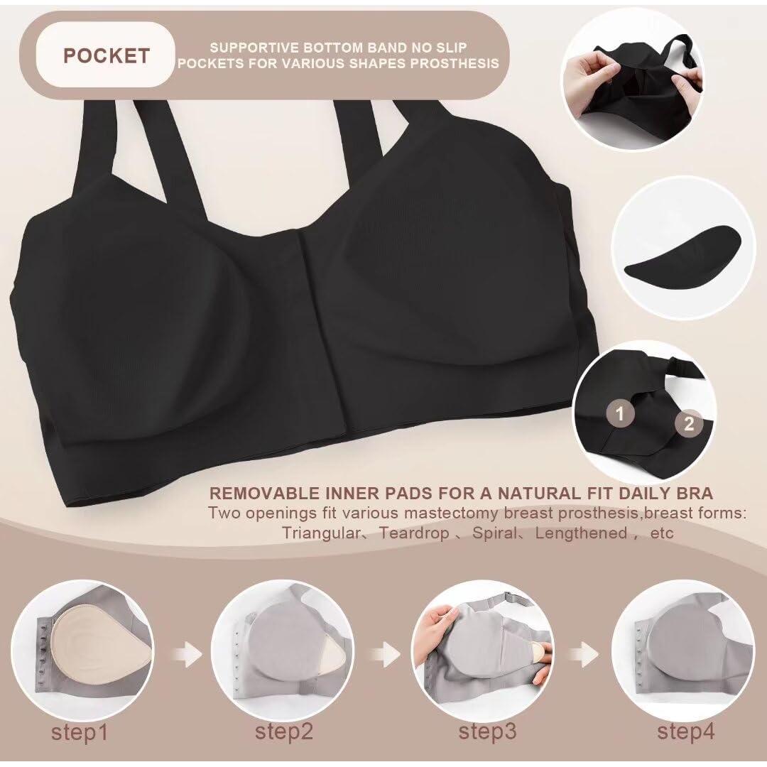 Sostén Quirúrgico Frontal Sin Costuras para Mastectomía