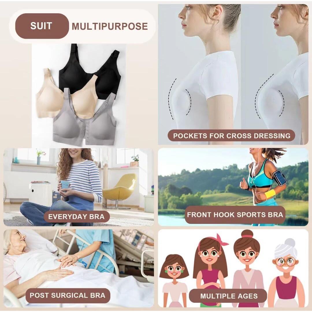 Sostén Quirúrgico Frontal Sin Costuras para Mastectomía